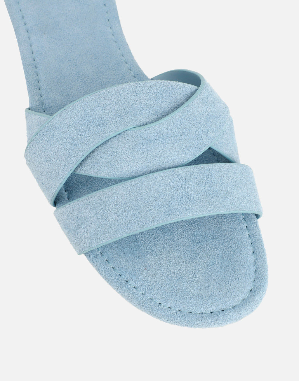 Jade Blue Suede Crossover Flat Sandals