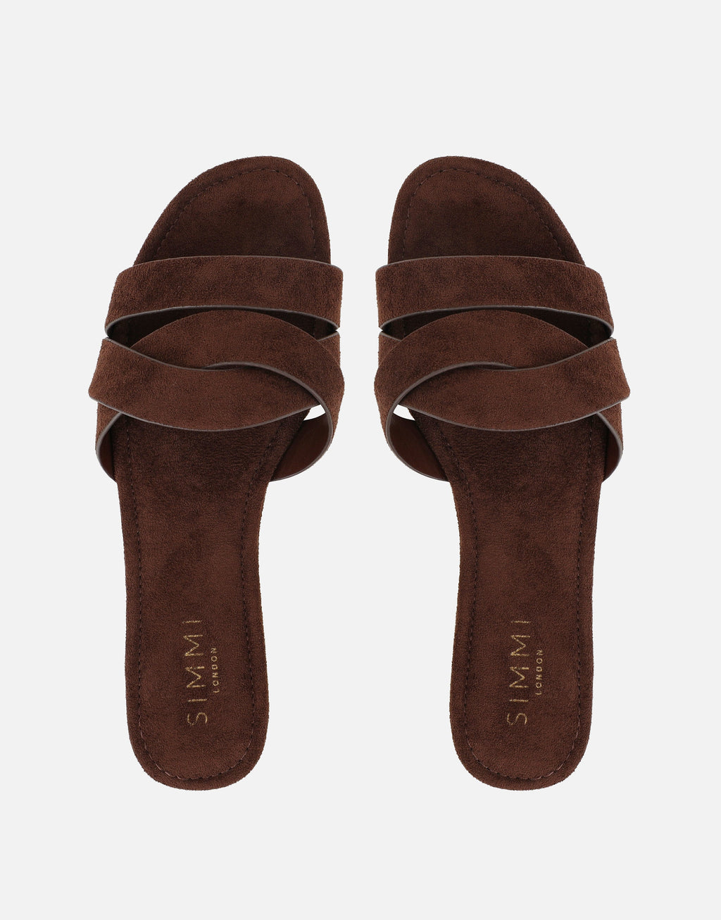 Jade Brown Suede Crossover Flats Sandals