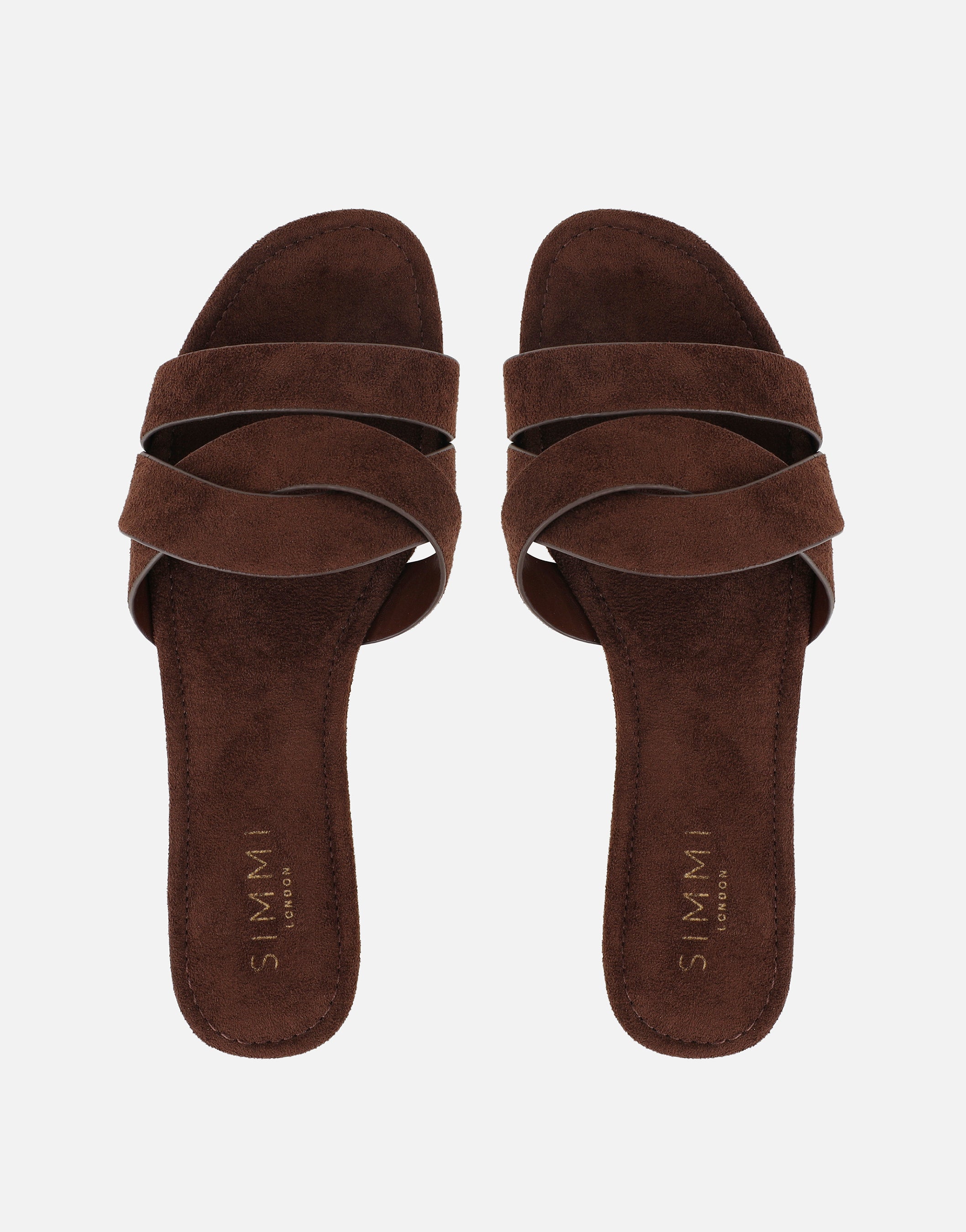 Jade Brown Suede Crossover Flats Sandals