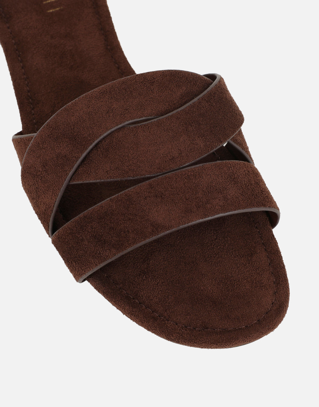 Jade Brown Suede Crossover Flats Sandals