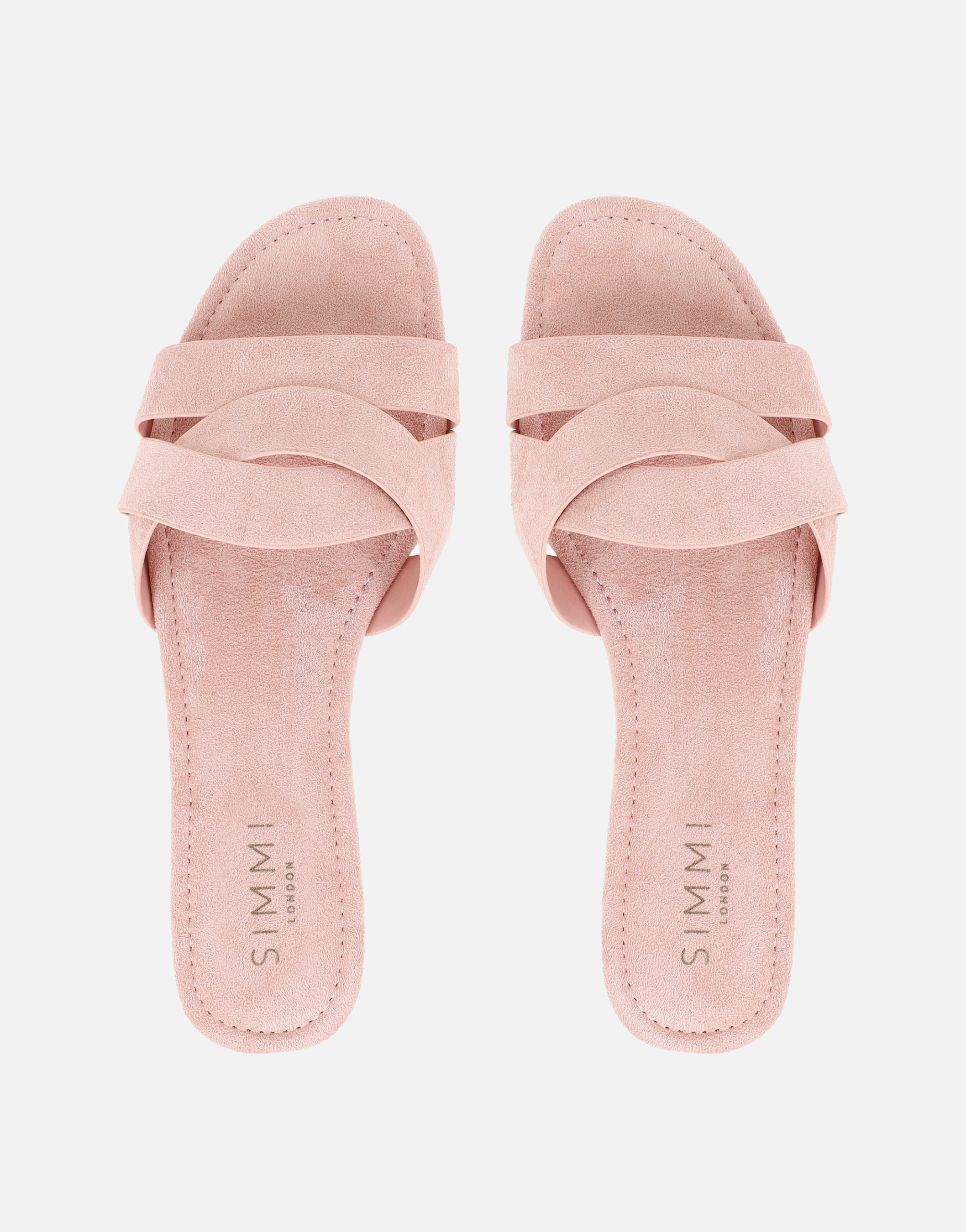Jade Pink Suede Crossover Flat Sandals