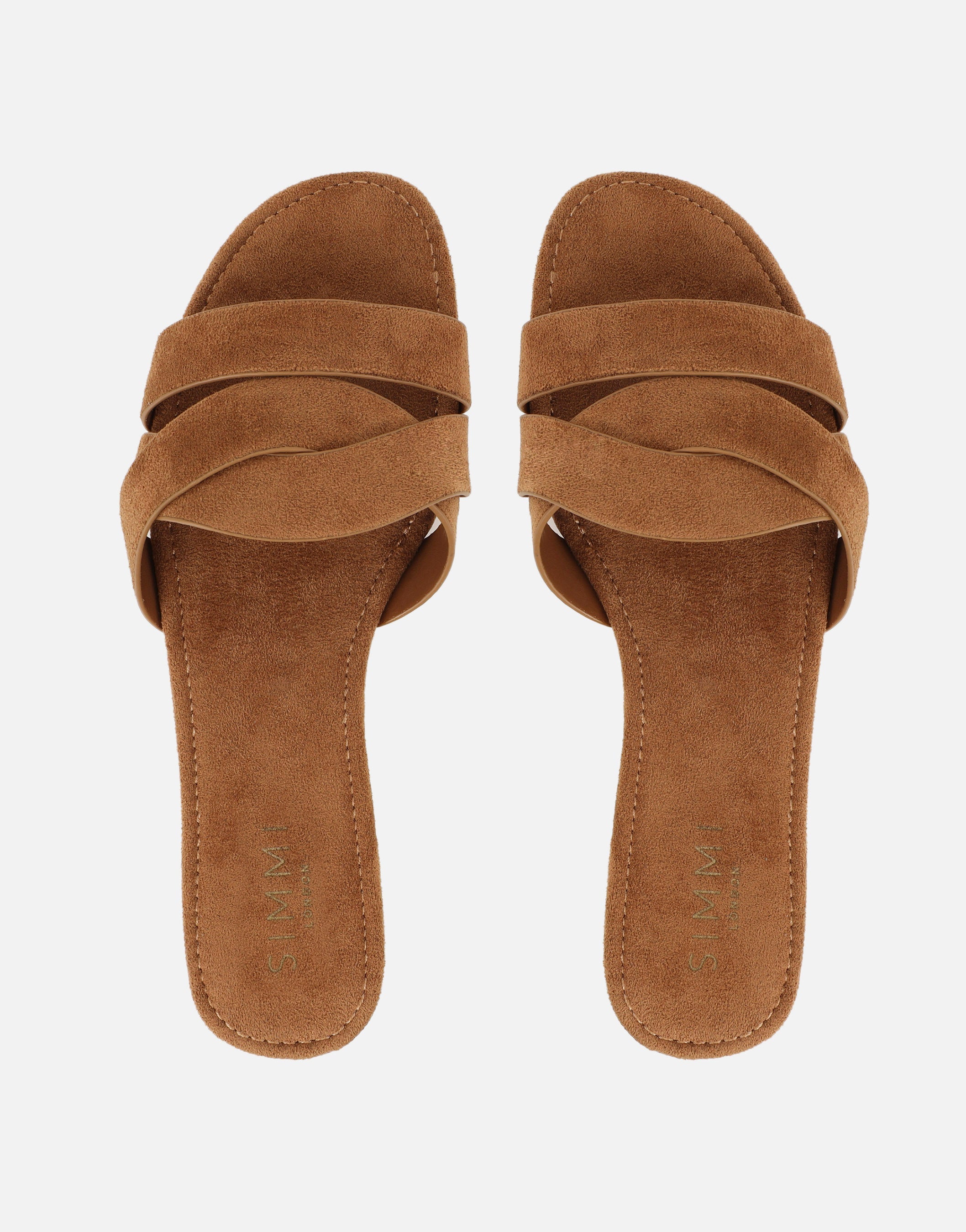 Jade Tan Suede Crossover Flat Sandals