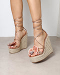 Cancun Rose Gold Orchid Flower Detail Wedge Heels