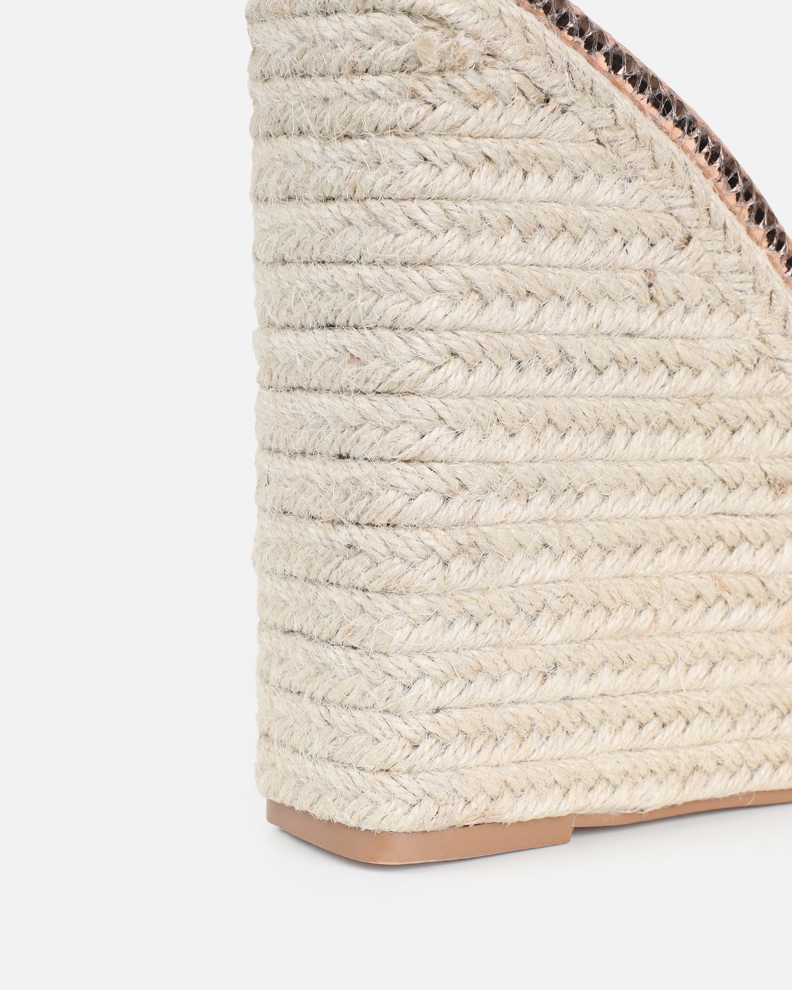 Cancun Rose Gold Orchid Flower Detail Wedge Heels