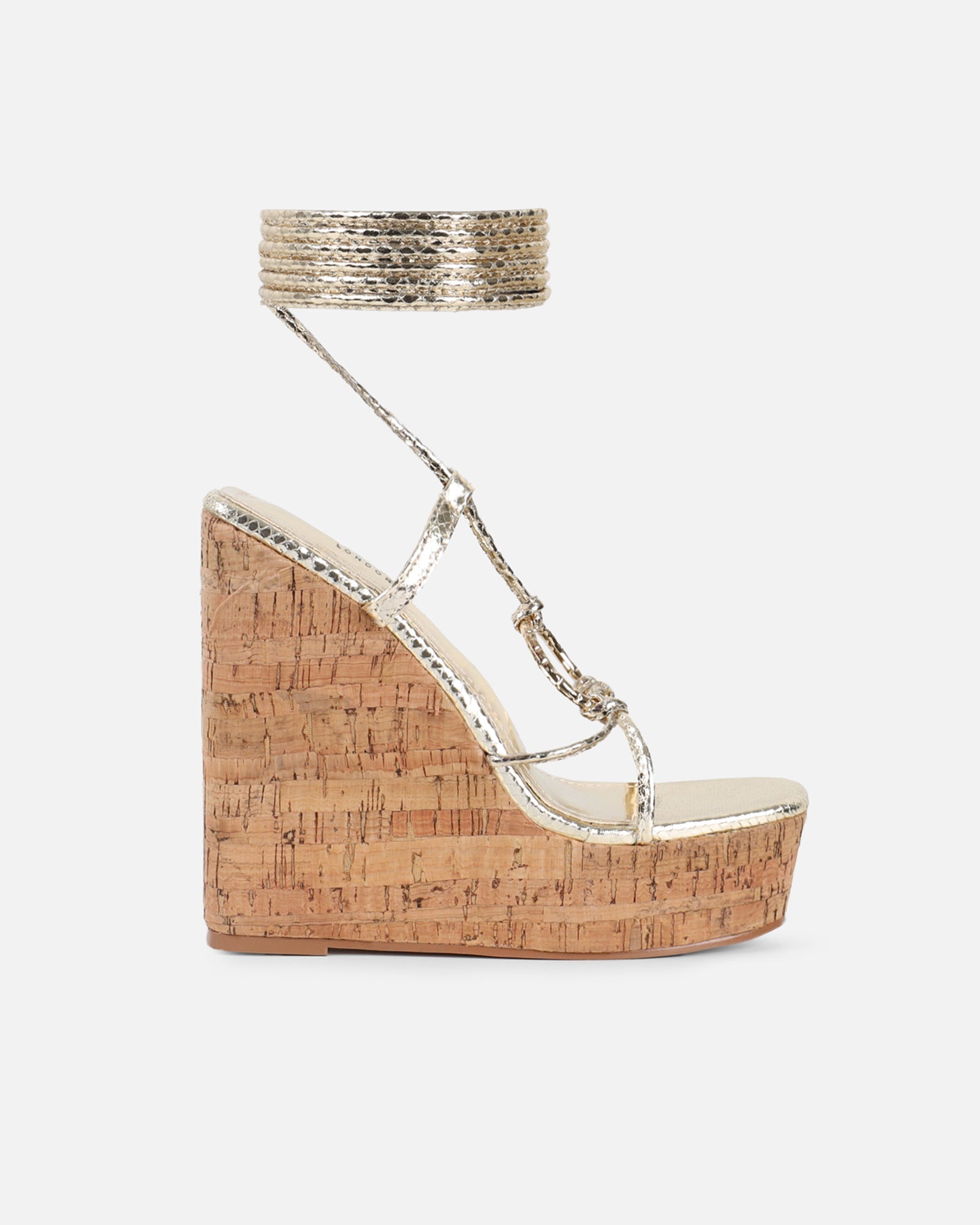 Jadey Gold Snake Gold Detail Wedge Heels