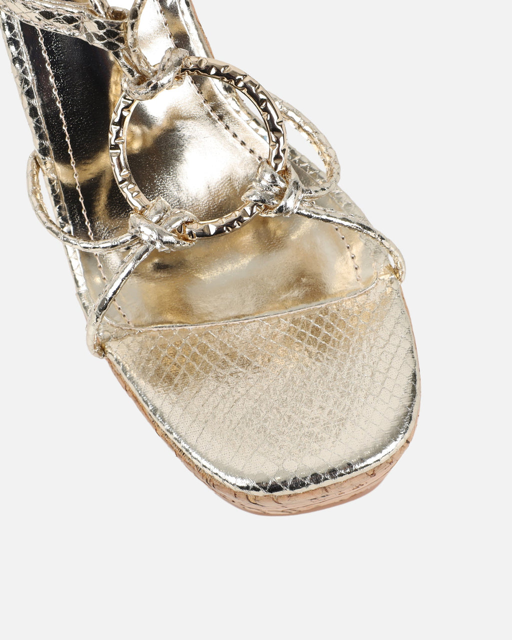 Jadey Gold Snake Gold Detail Wedge Heels