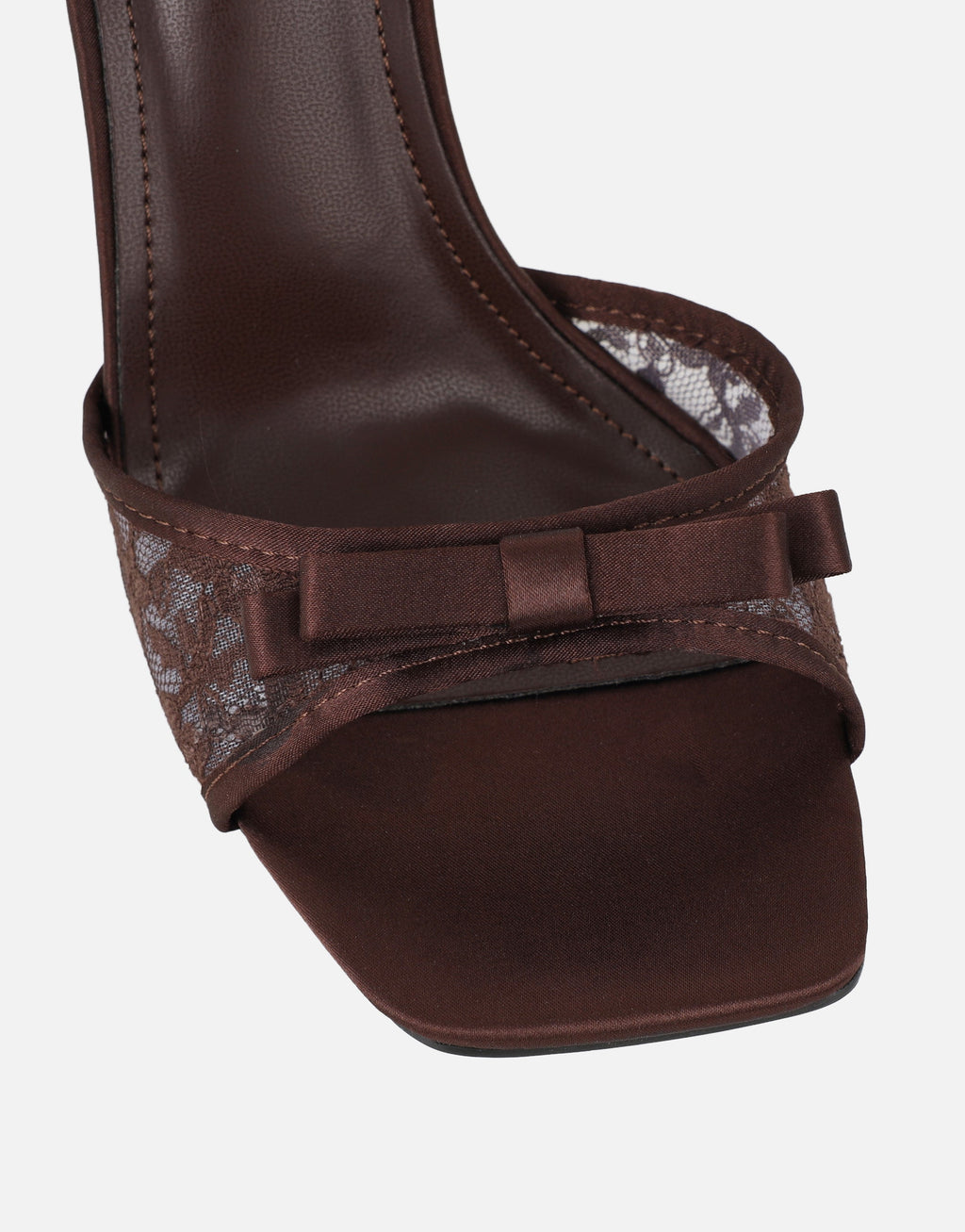 Janeena Brown Lace Bow Detail Heeled Sandals