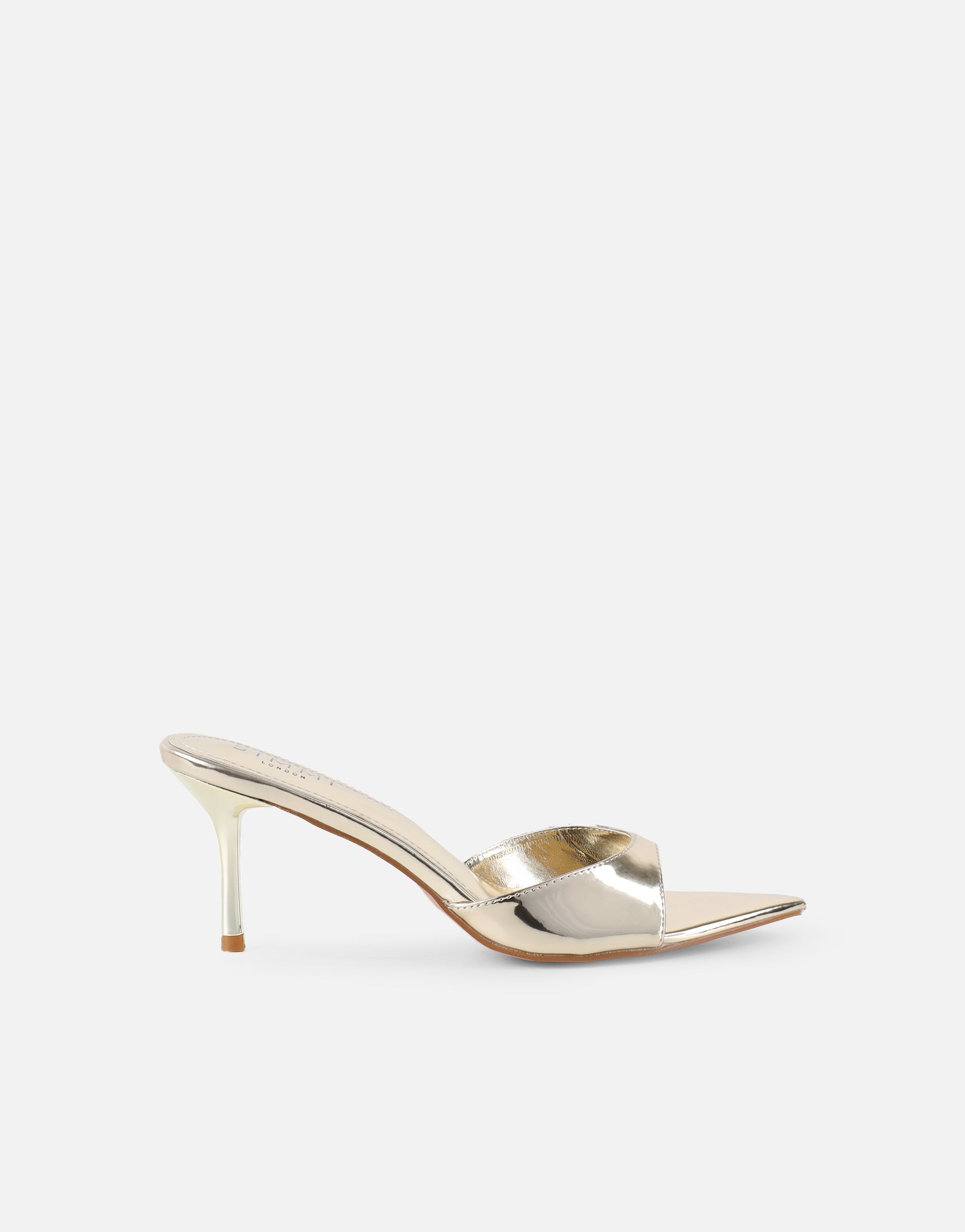 Jerez Gold Mirror Peep Toe Heeled Sandals