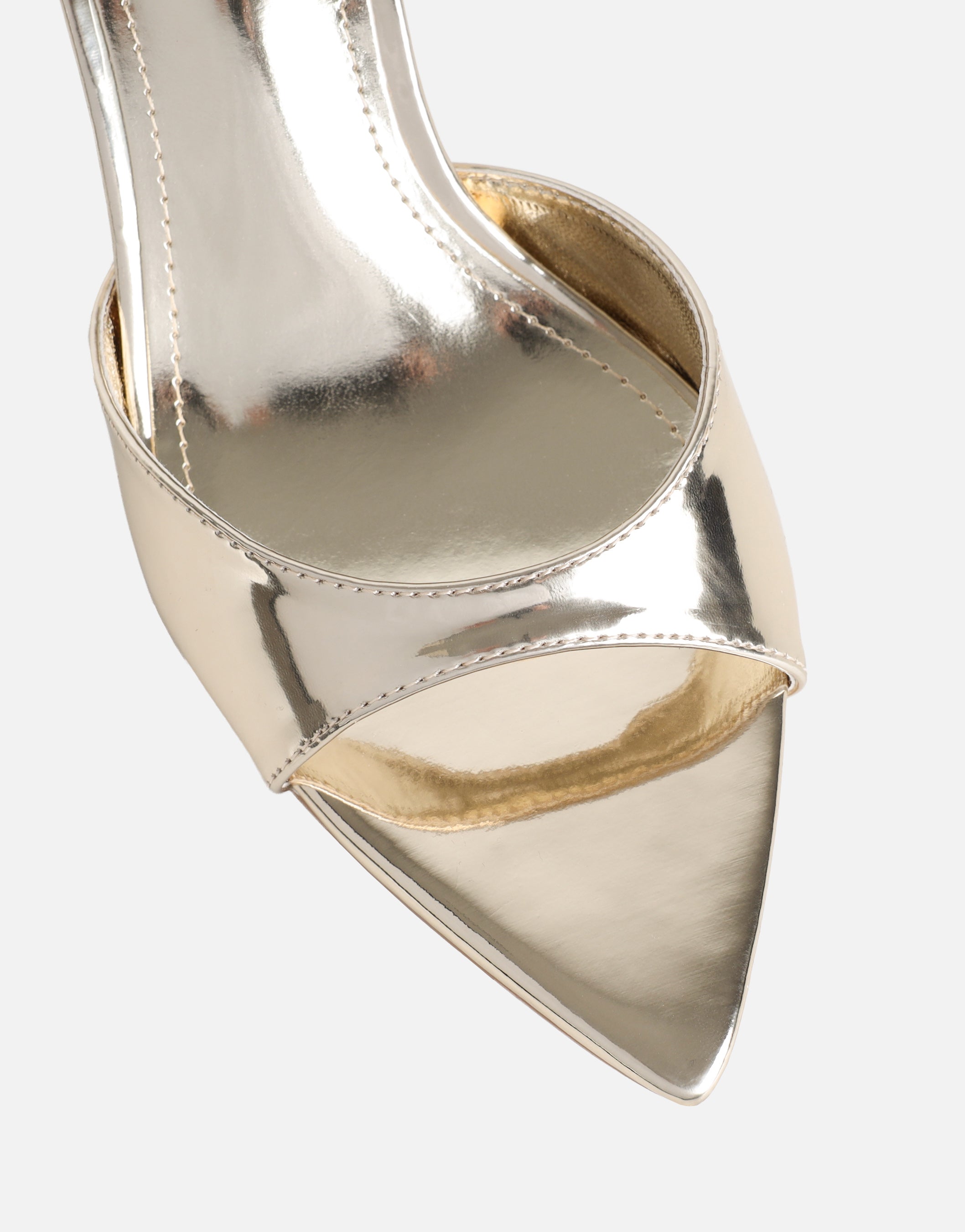 Jerez Gold Mirror Peep Toe Heeled Sandals