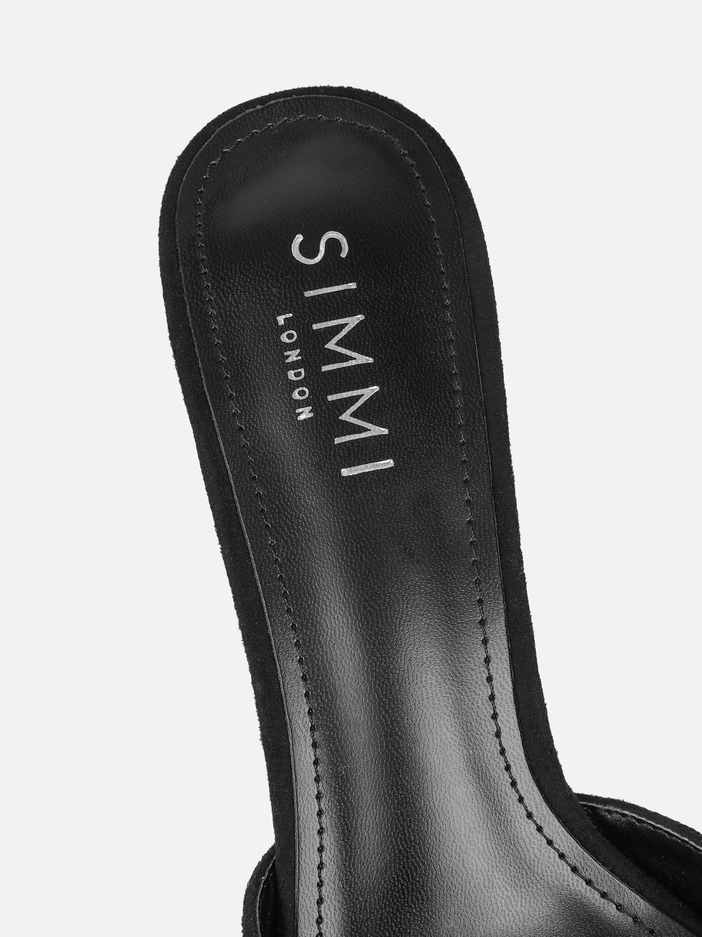 Silvia Black Suede Peep Toe Heeled Sandals