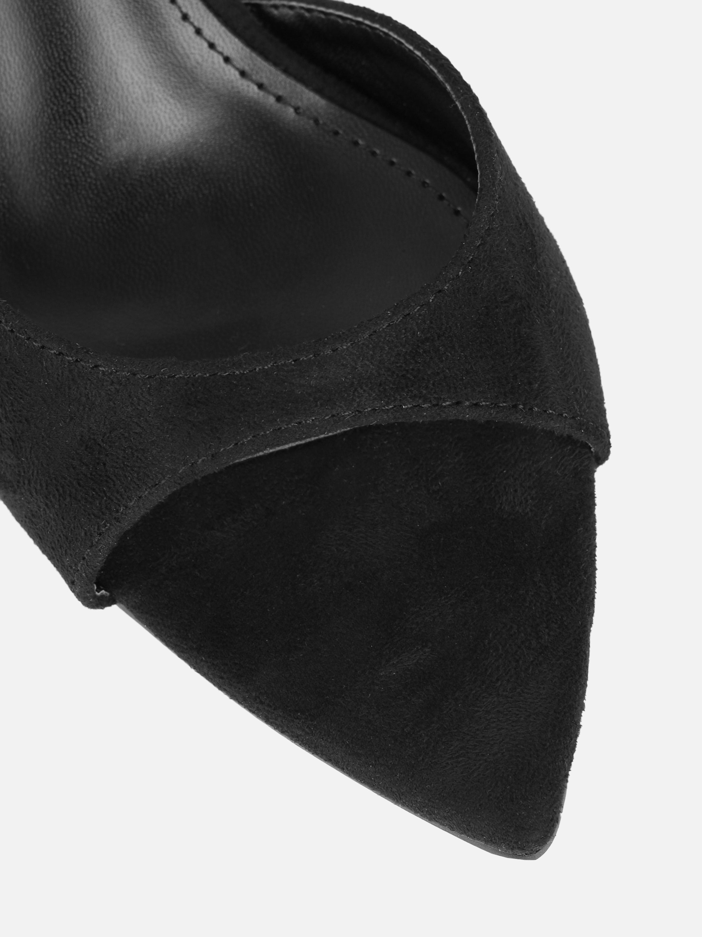 Silvia Black Suede Peep Toe Heeled Sandals