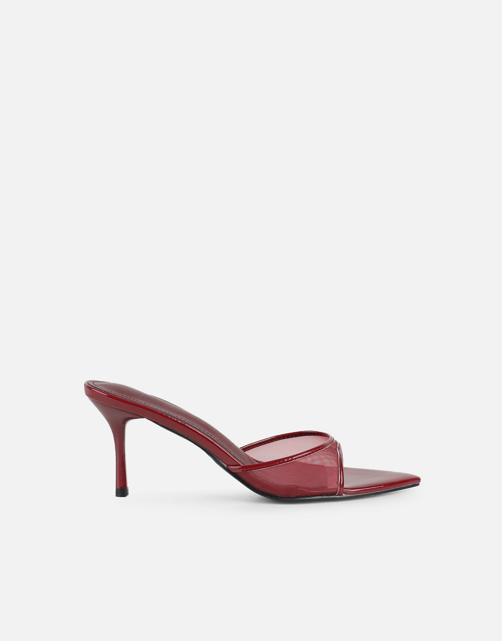 Lauri Burgundy Mesh Peep Toe Heeled Sandals