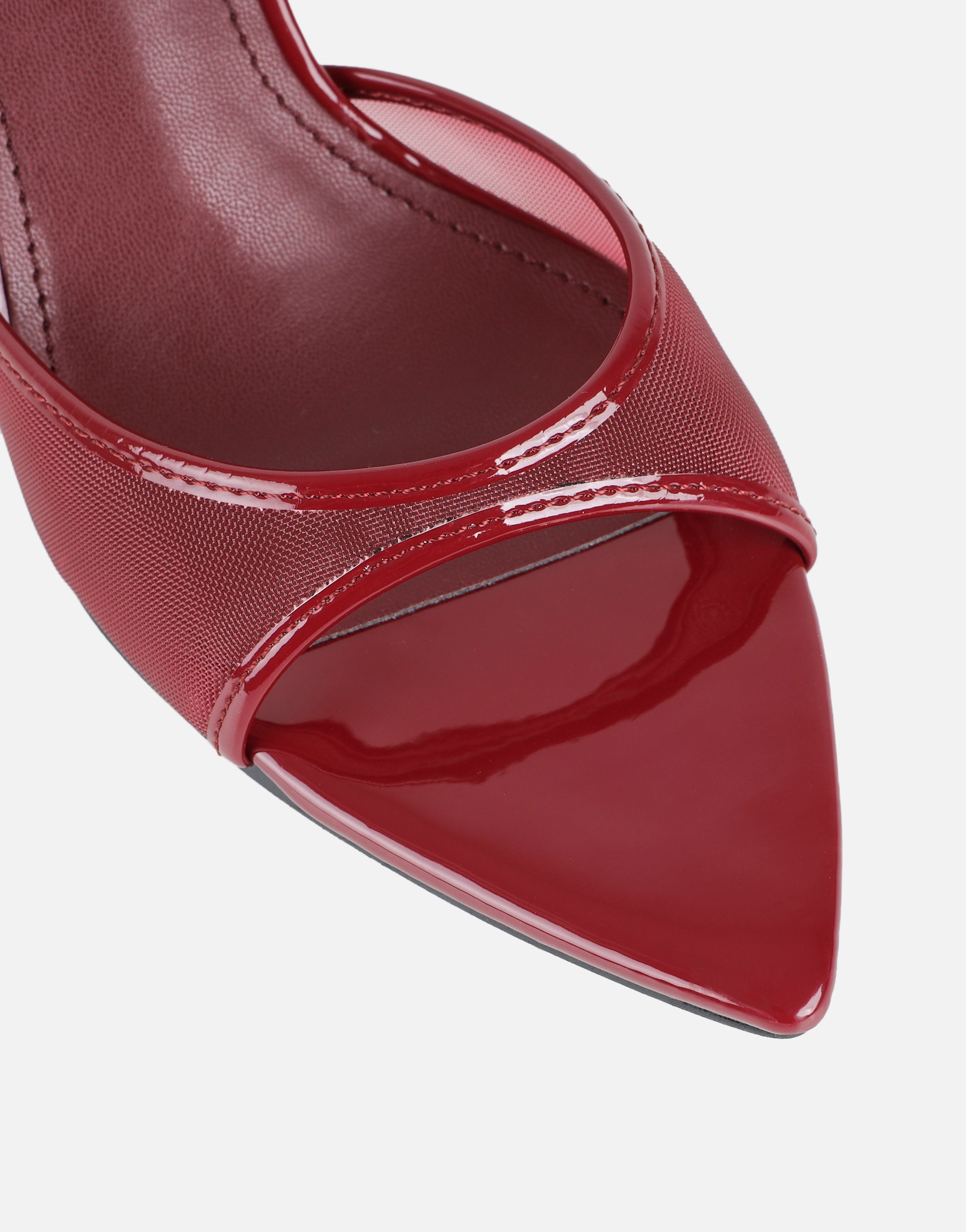 Lauri Burgundy Mesh Peep Toe Heeled Sandals