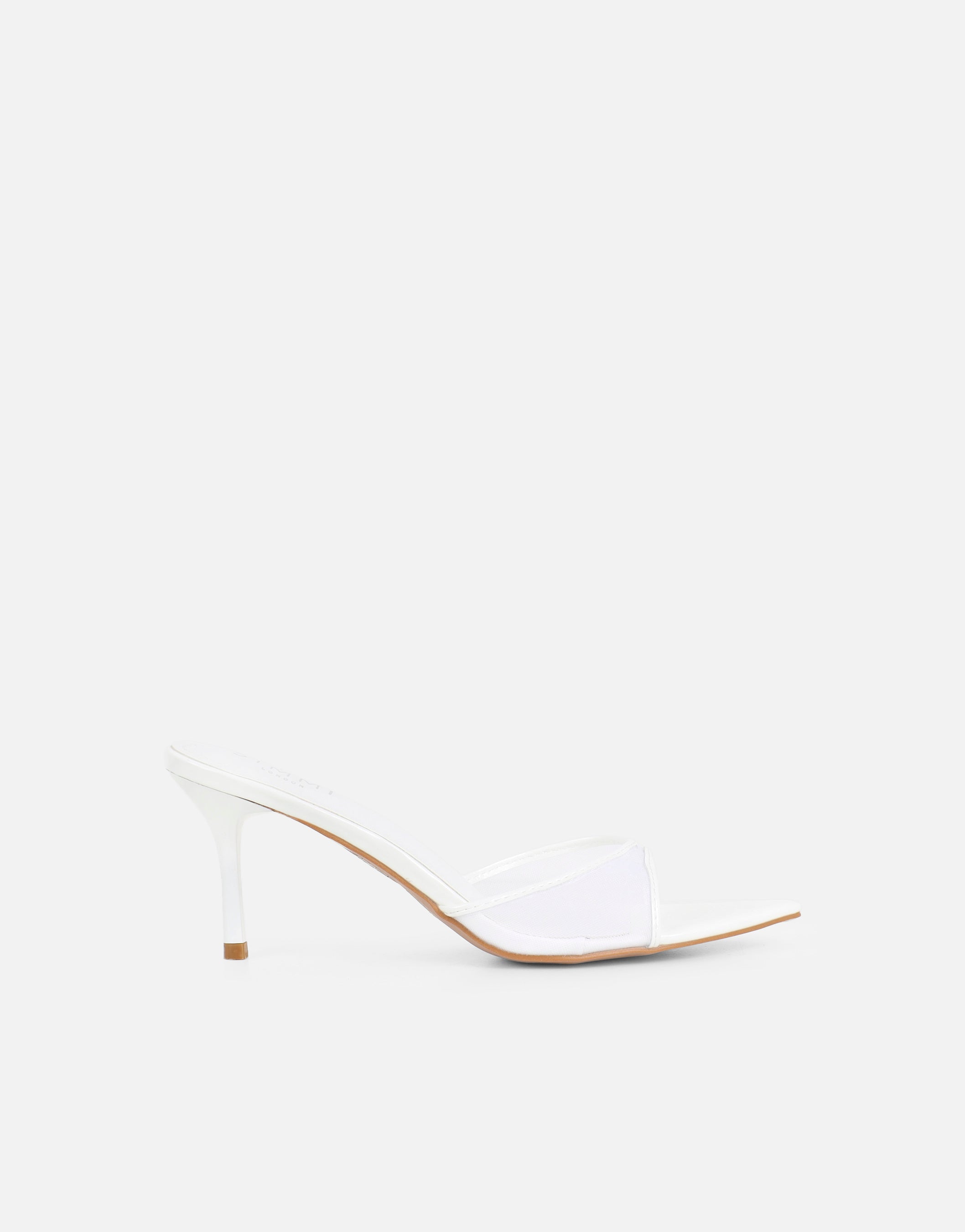 Lauri White Mesh Peep Toe Heeled Sandals