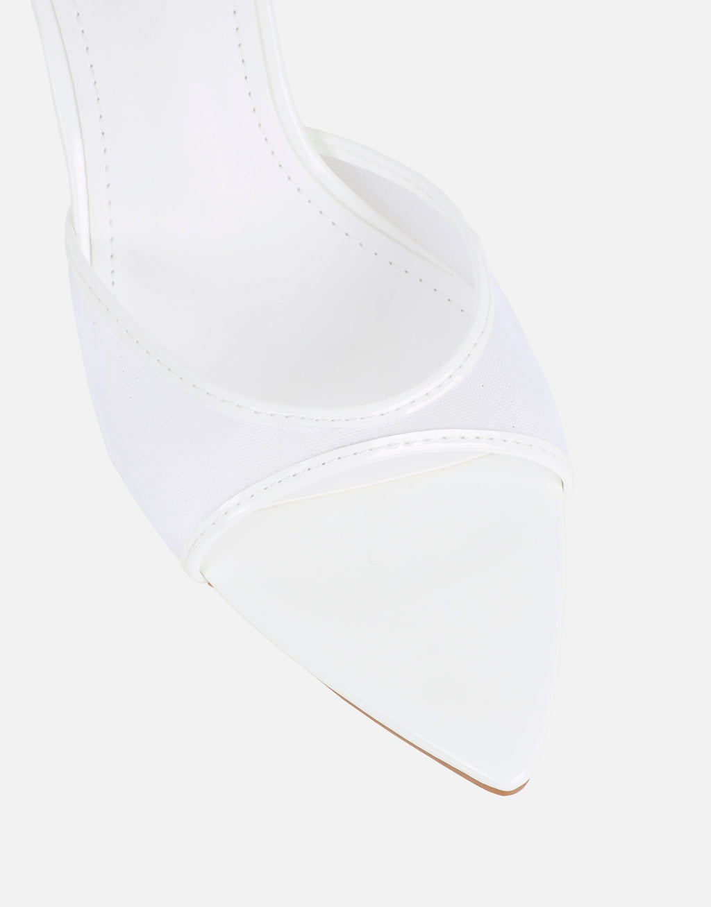 Lauri White Mesh Peep Toe Heeled Sandals