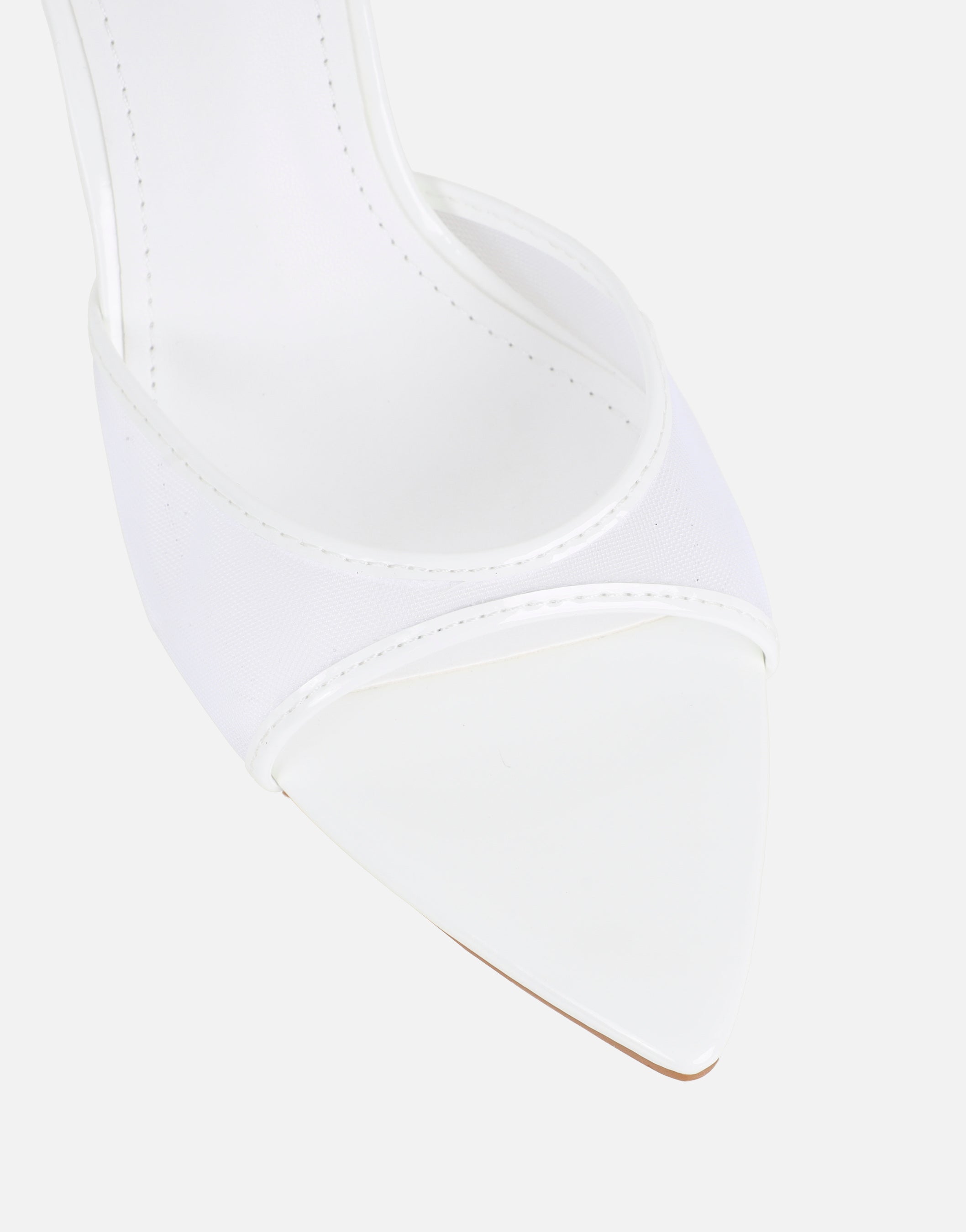 Lauri White Mesh Peep Toe Heeled Sandals