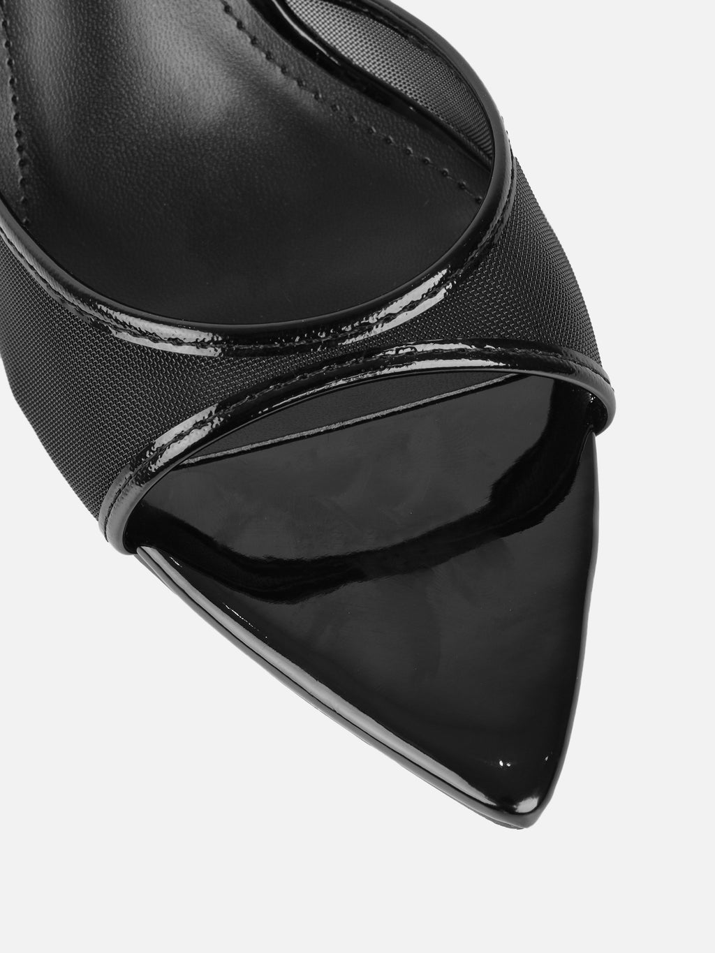Lauri Black Mesh Peep Toe Heeled Sandals