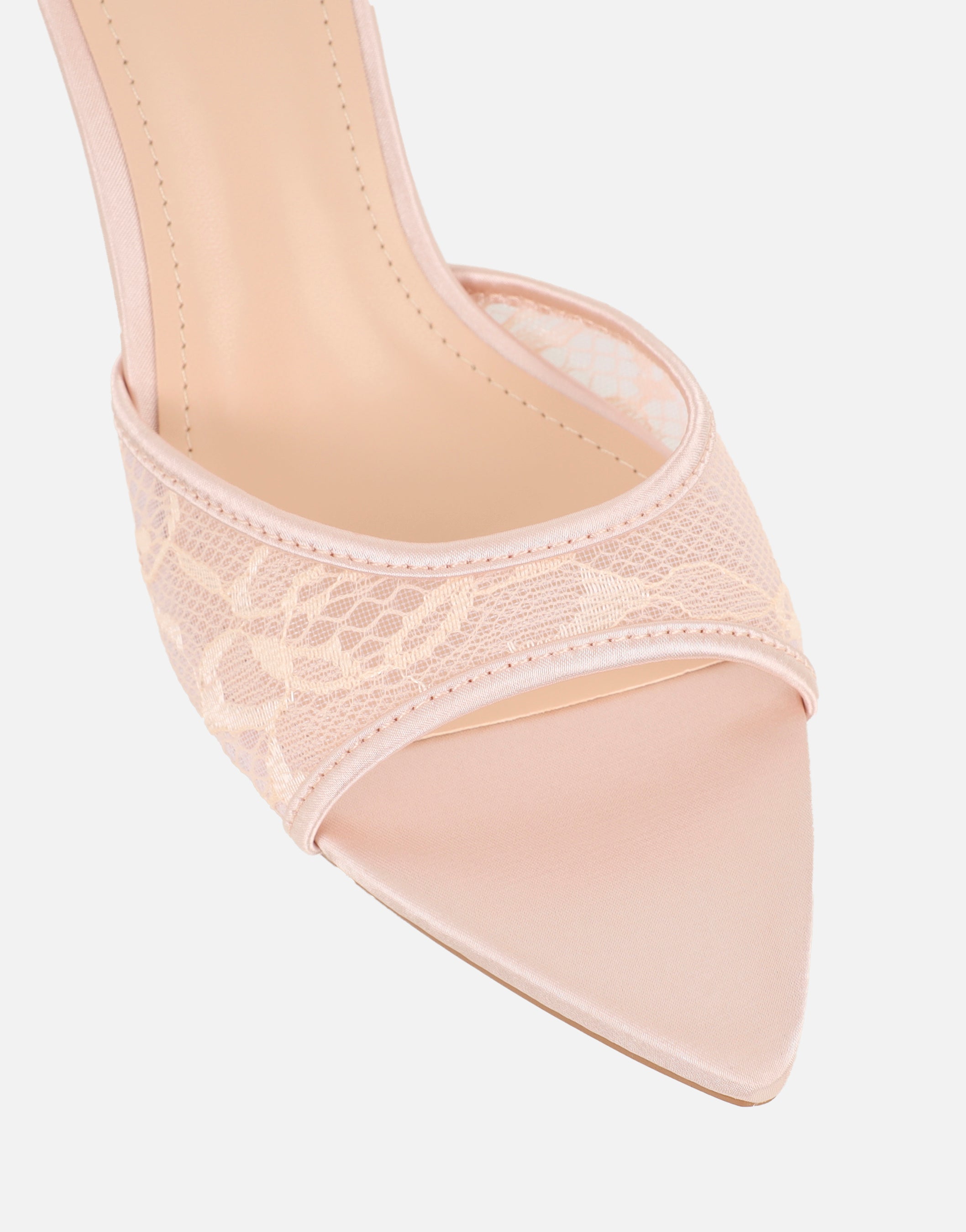 Fiorella Blush Lace Mules Wide Fit