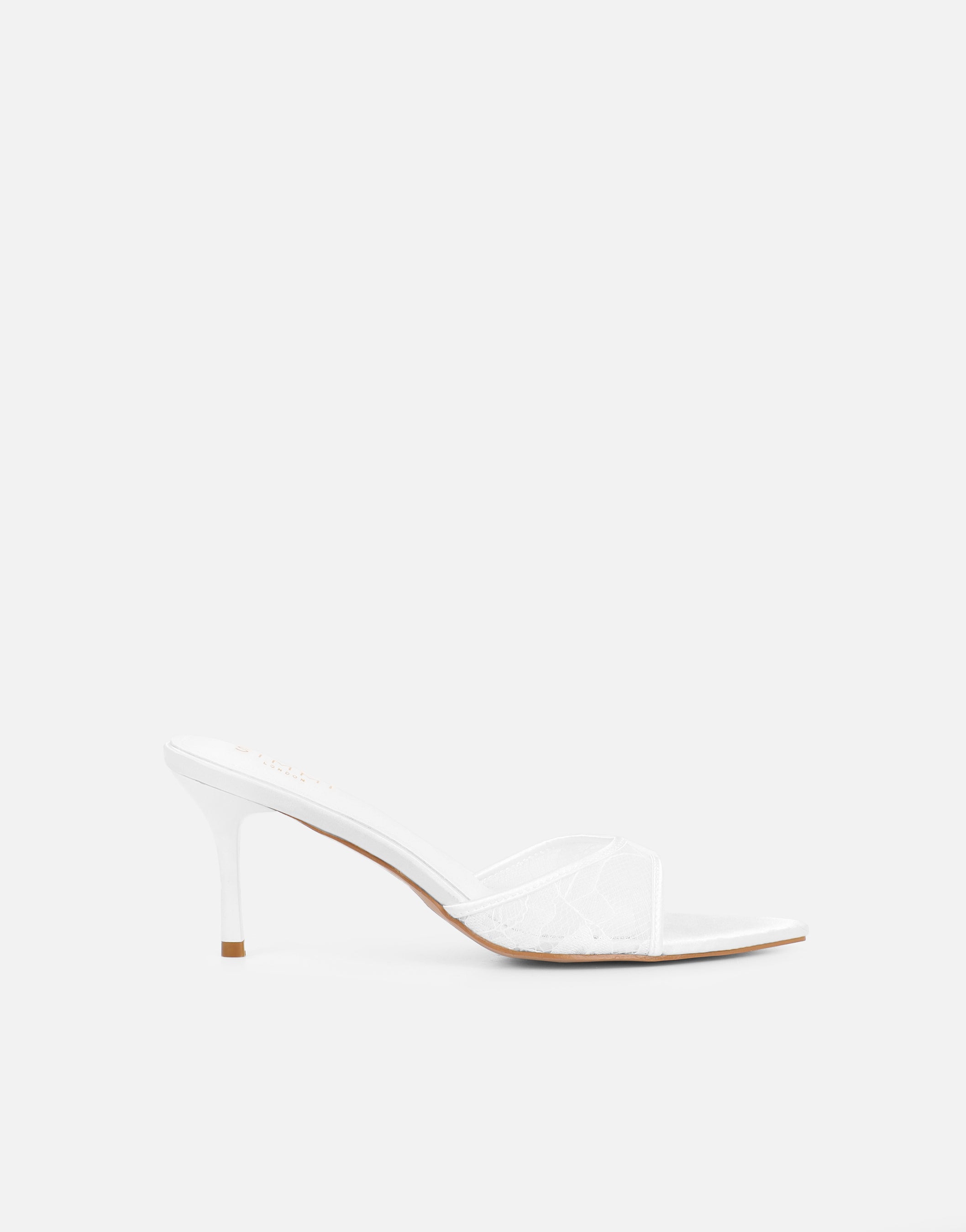 Fiorella White Lace Mules Wide Fit