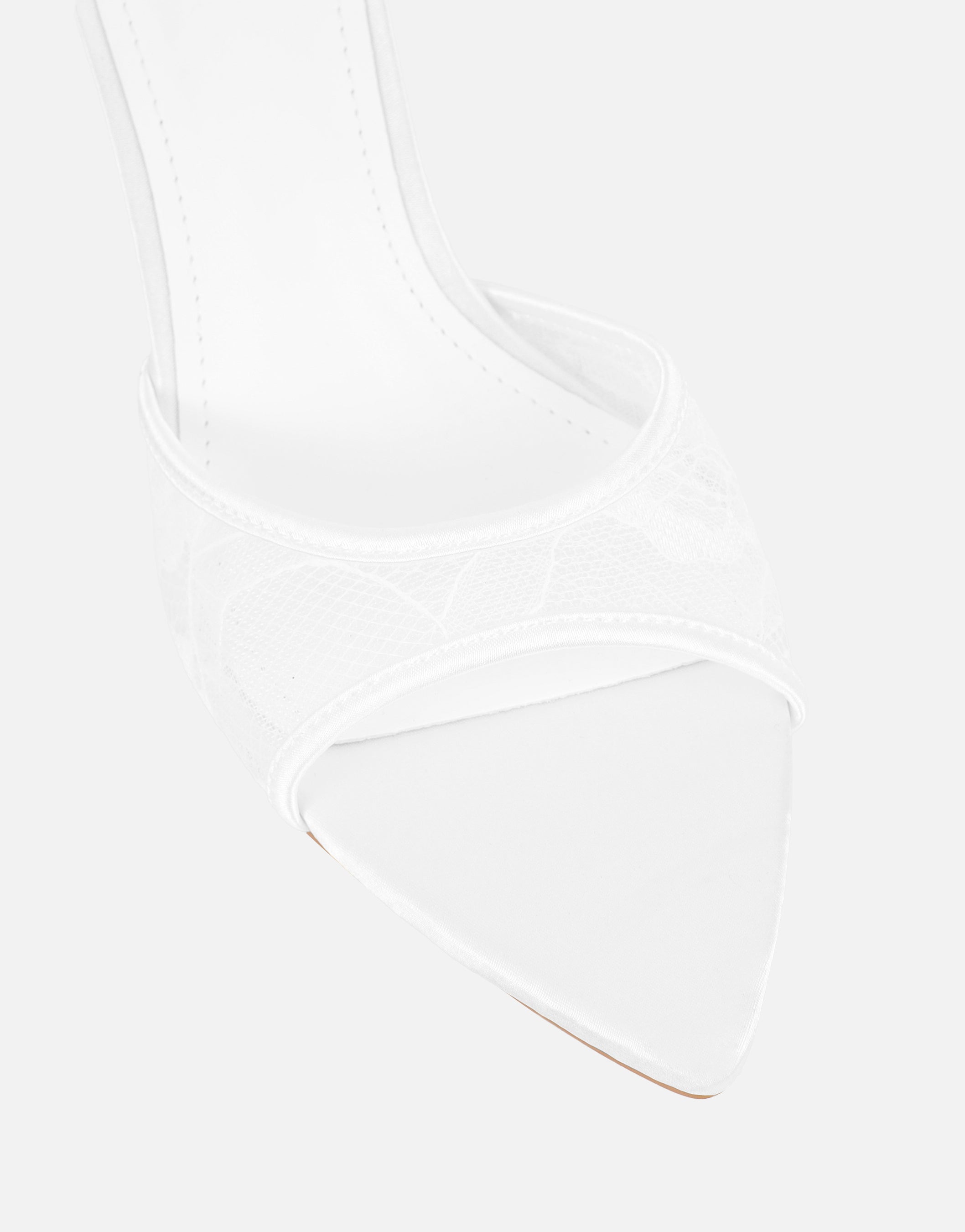 Fiorella White Lace Mules Wide Fit