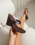 Jodie Brown Toe Post Wedge Sandals