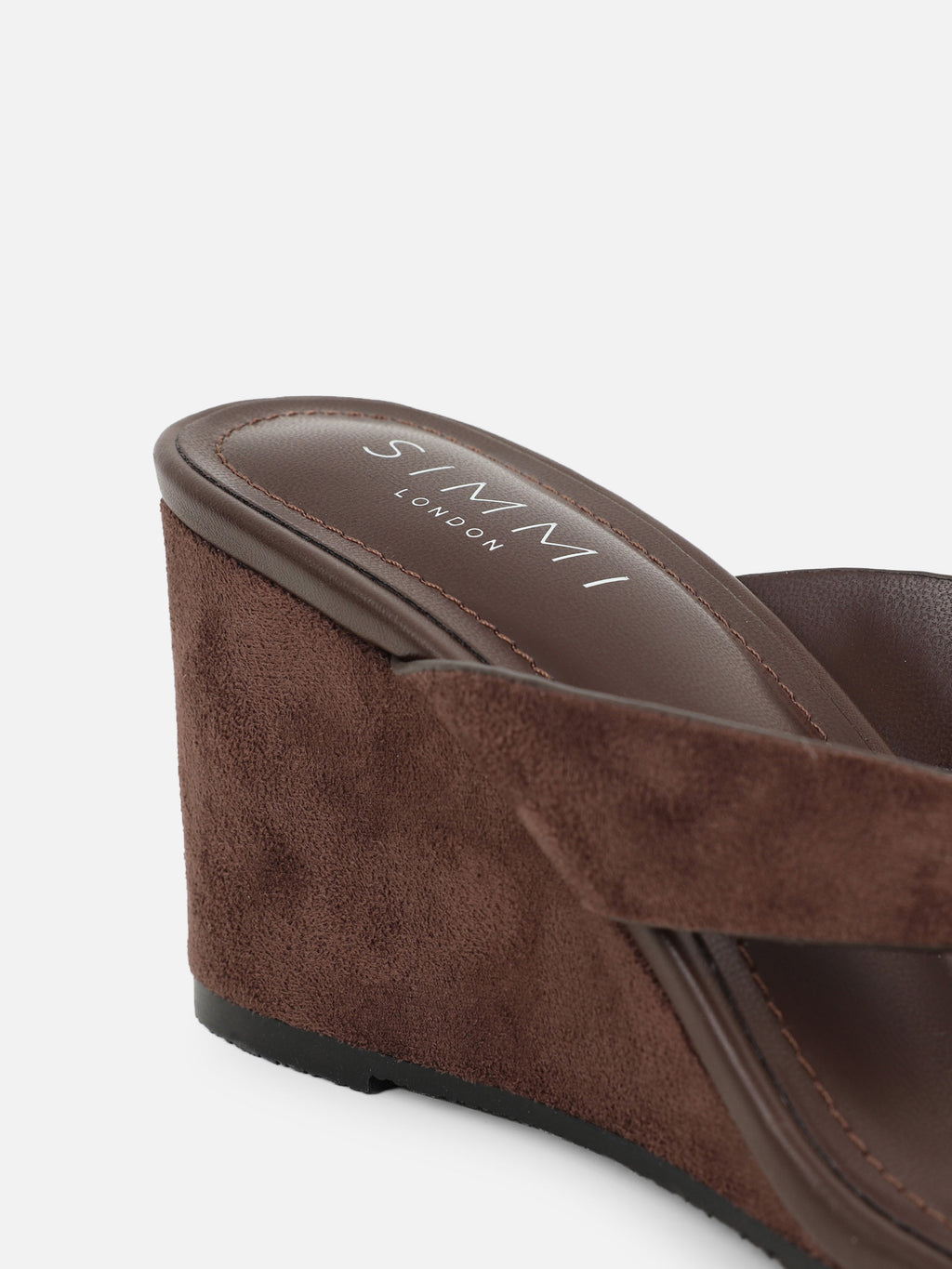 Jules Brown Suede Toe Post Wedge Sandals