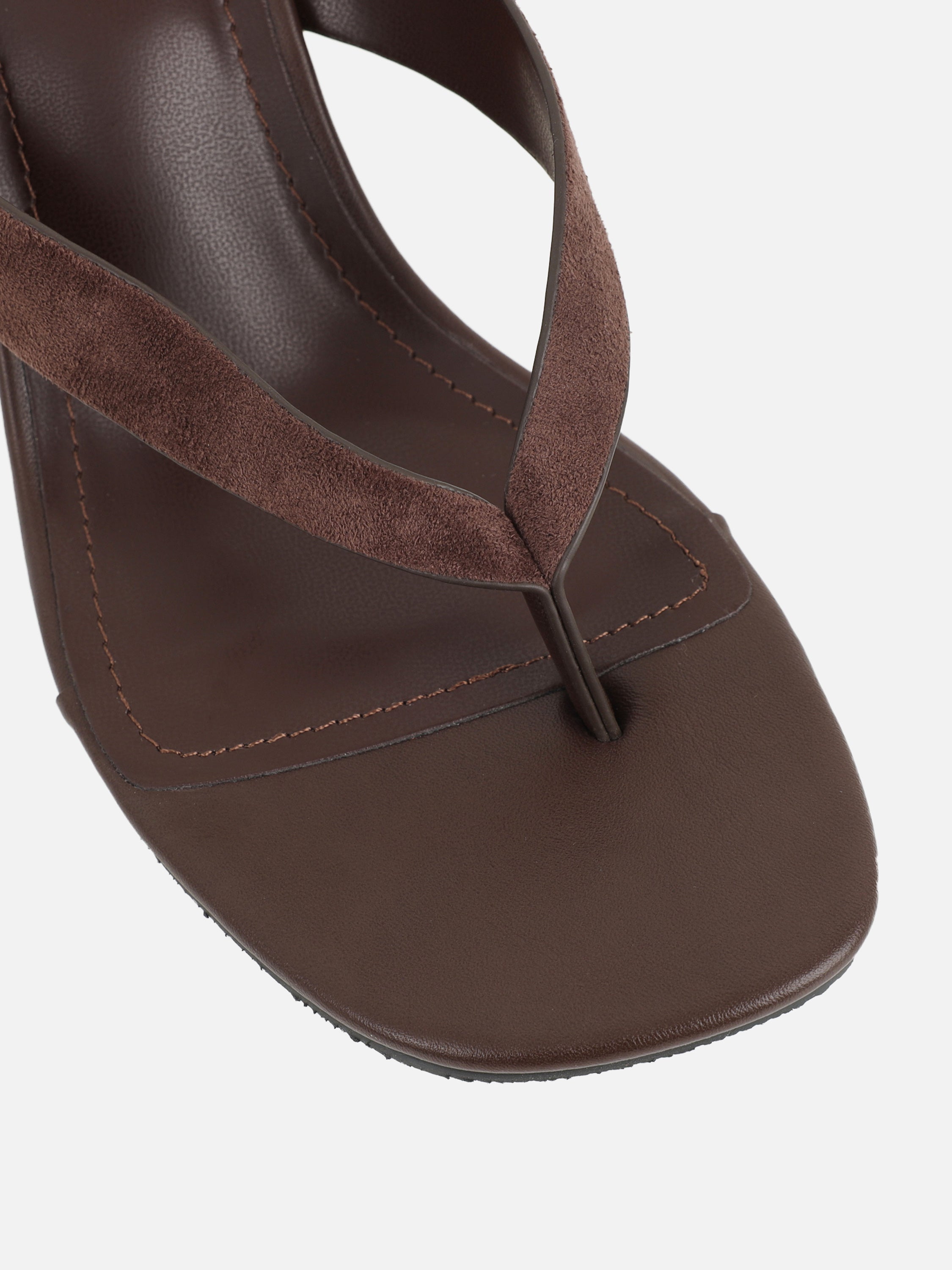 Jules Brown Suede Toe Post Wedge Sandals