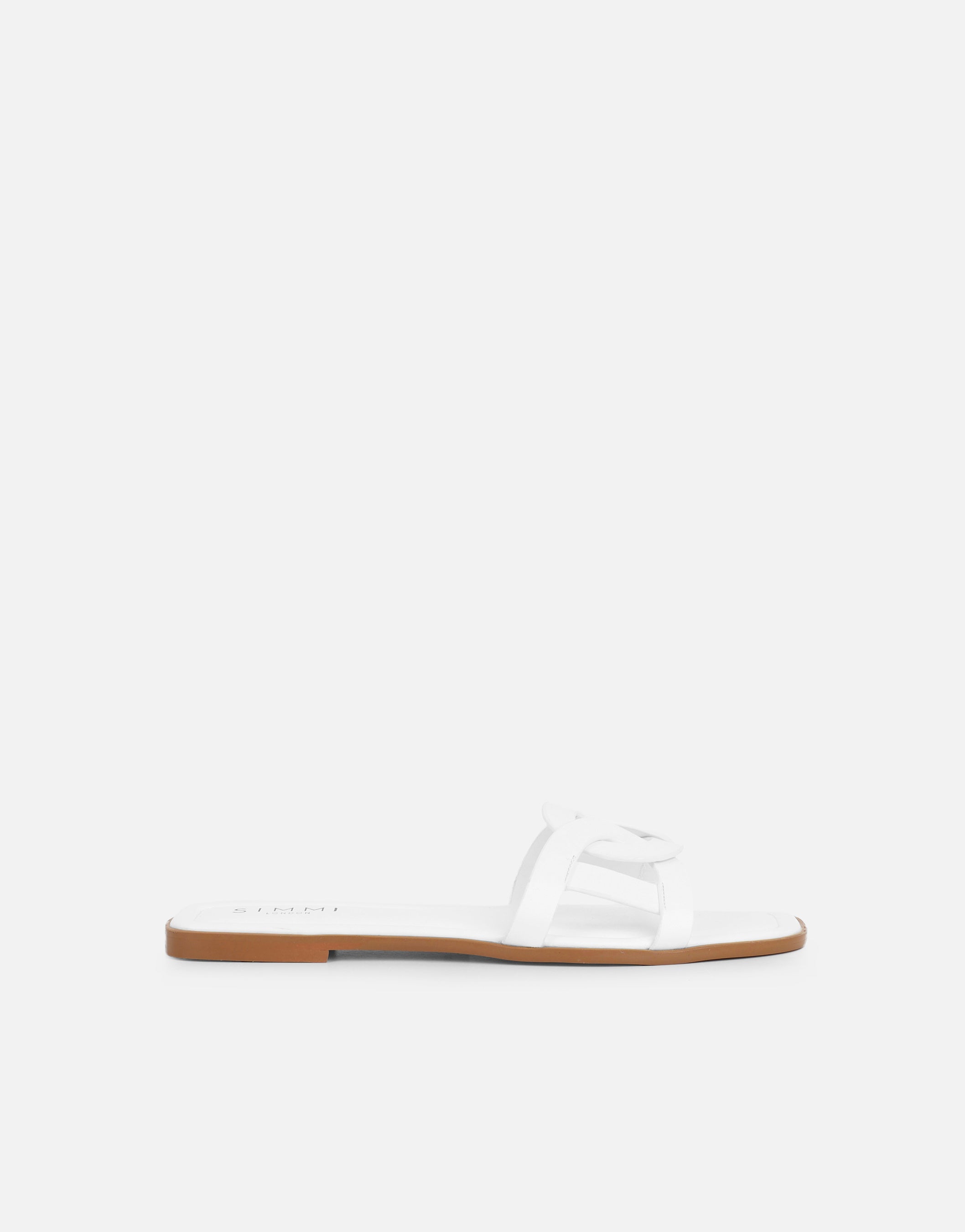 Laurel White Flat Sandals