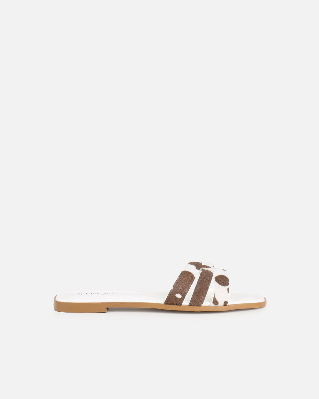 Jorja Cow Print Slip On Flat Sandals
