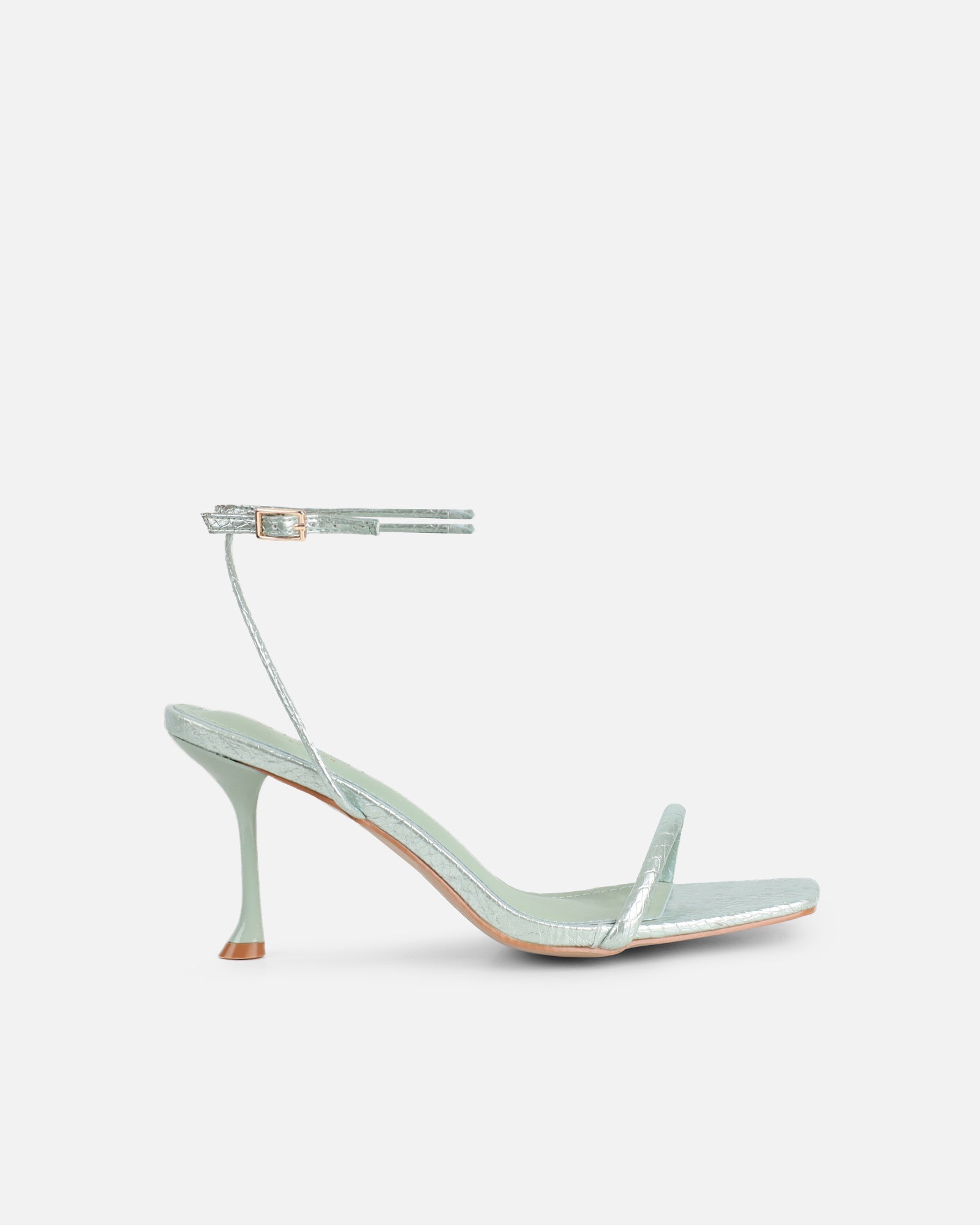 Piella Green Snake Strappy Heeled Sandals
