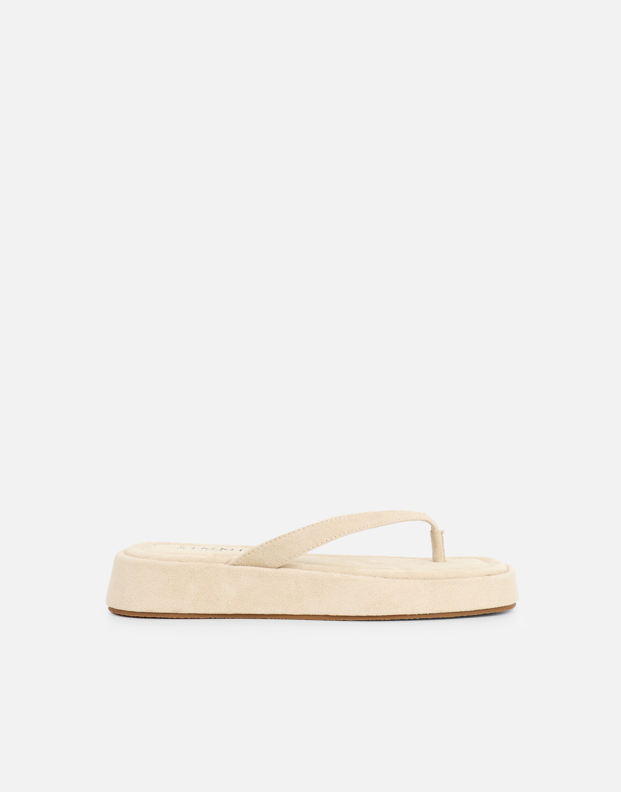 Kimmie Beige Suede Flatform Toe Post Sandals