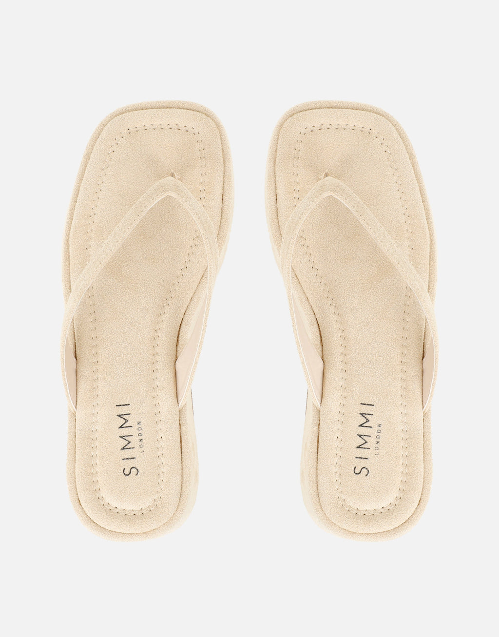 Kimmie Beige Suede Flatform Toe Post Sandals