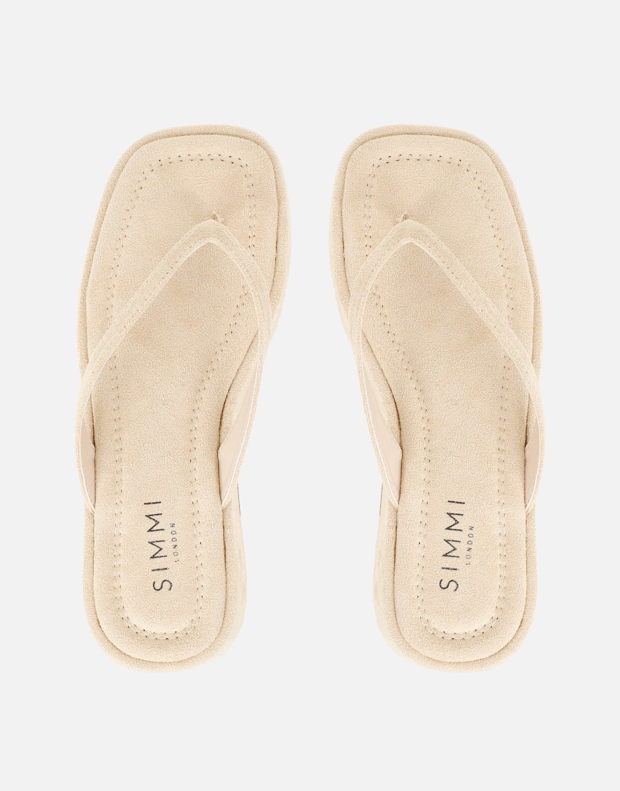 Kimmie Beige Suede Flatform Toe Post Sandals