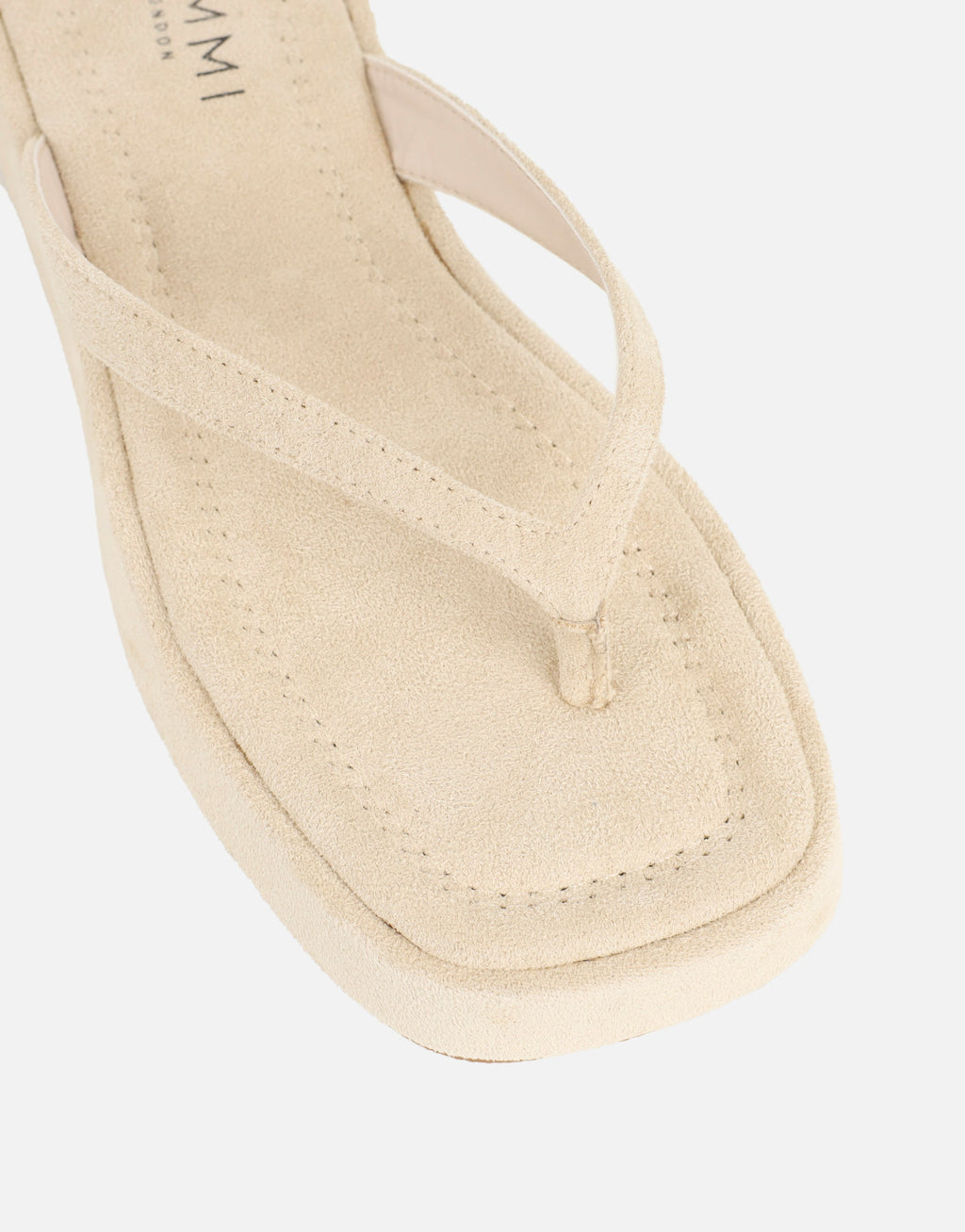Kimmie Beige Suede Flatform Toe Post Sandals