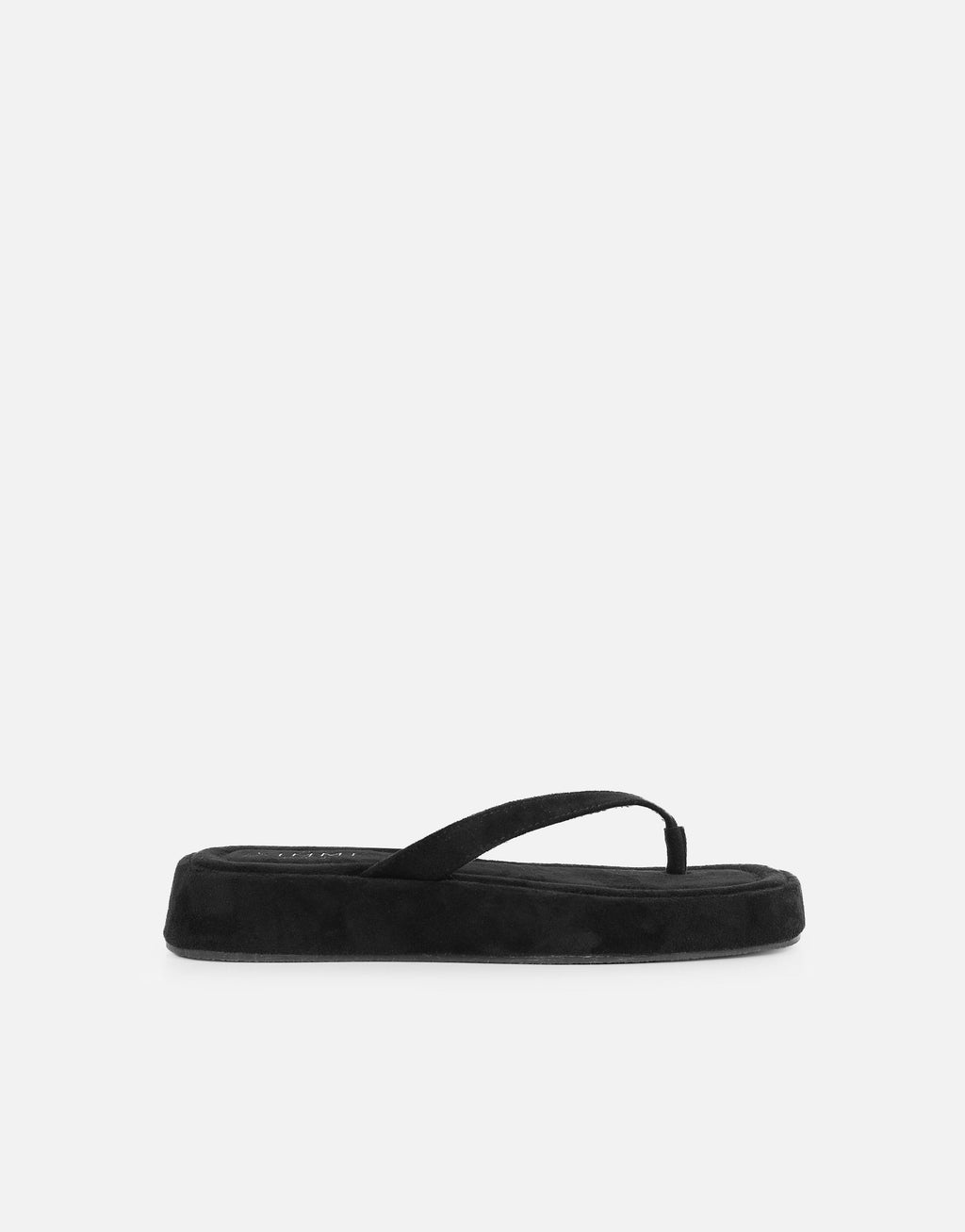 Kimmie Black Suede Flatform Toe Post Sandals