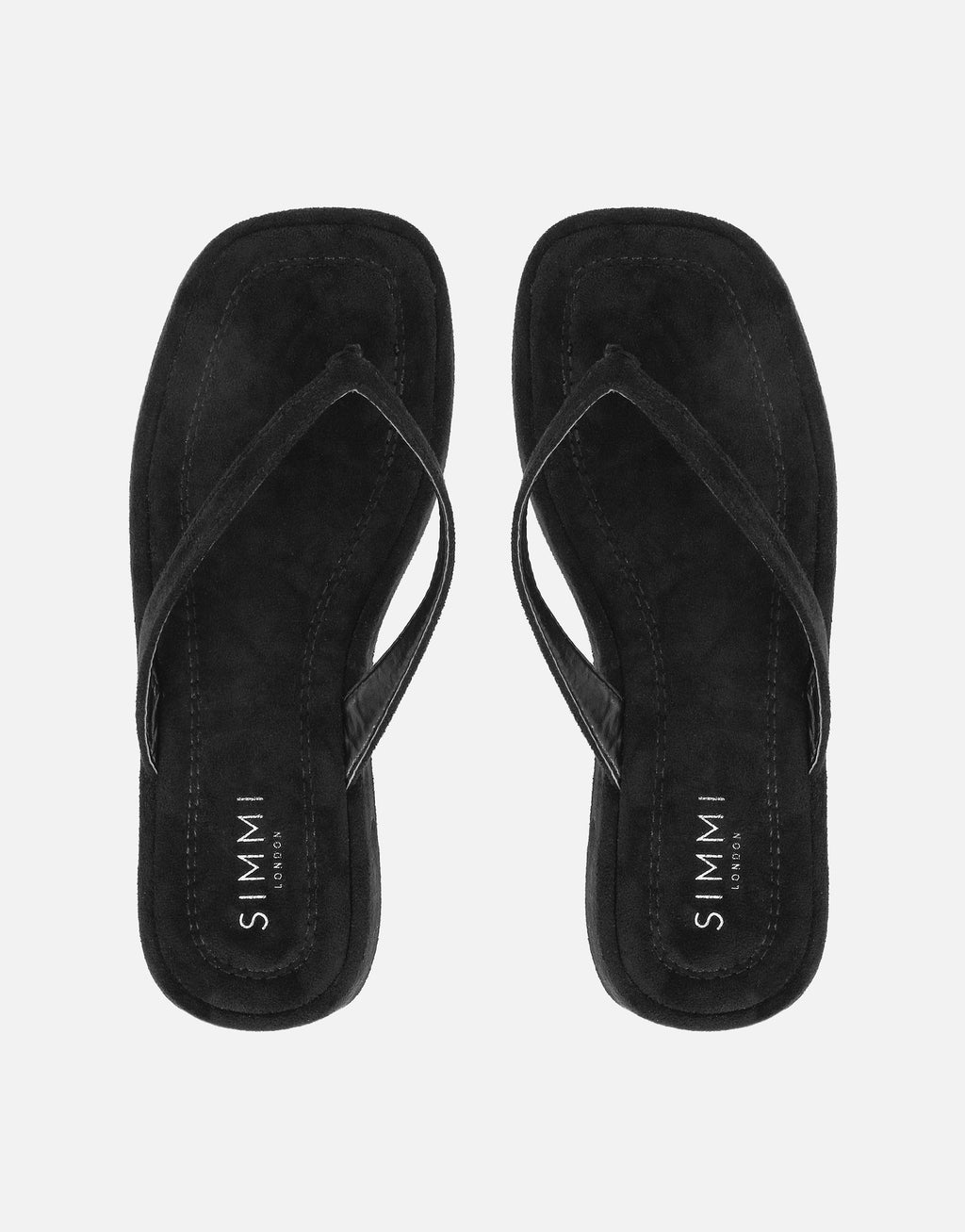 Kimmie Black Suede Flatform Toe Post Sandals
