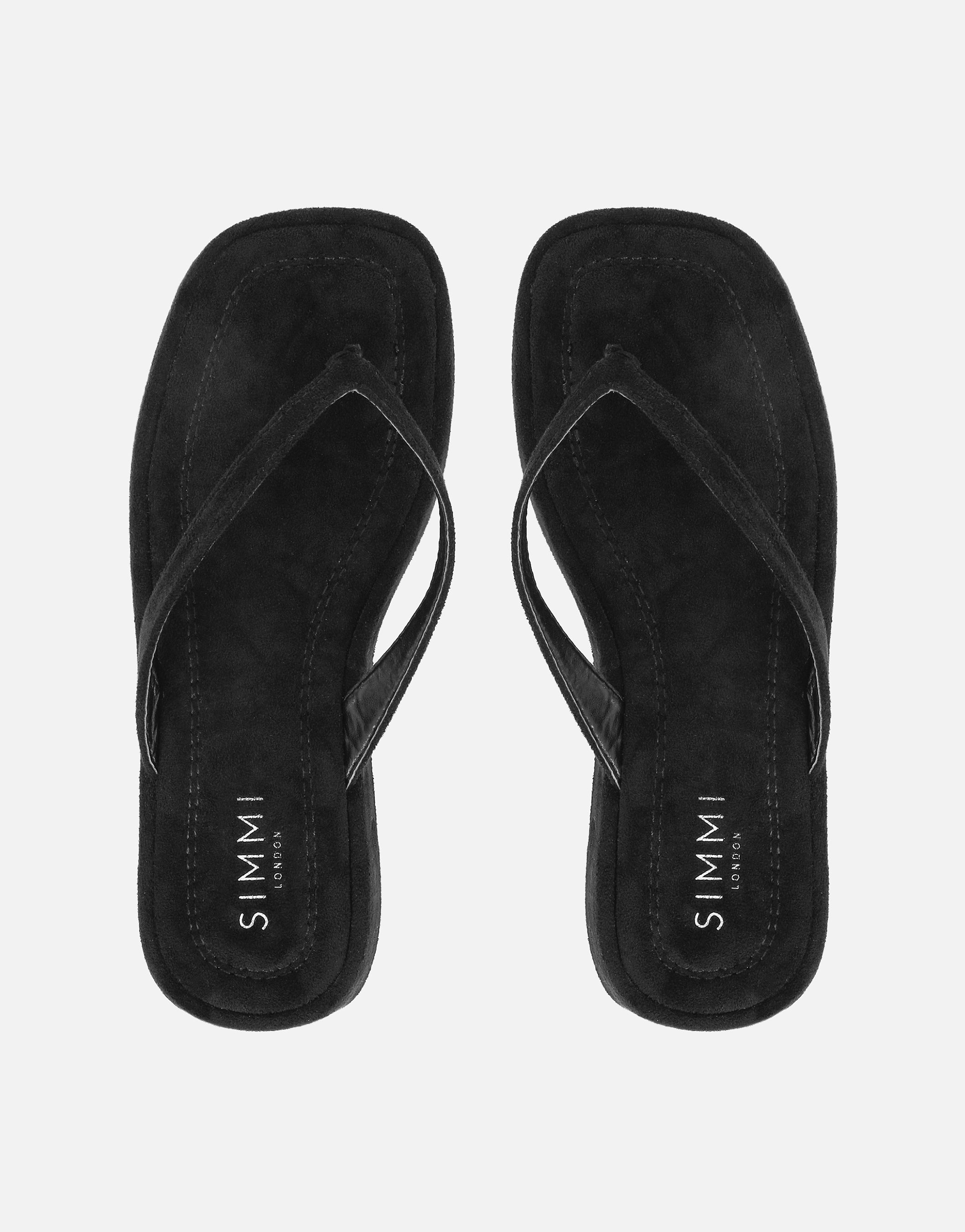 Kimmie Black Suede Flatform Toe Post Sandals