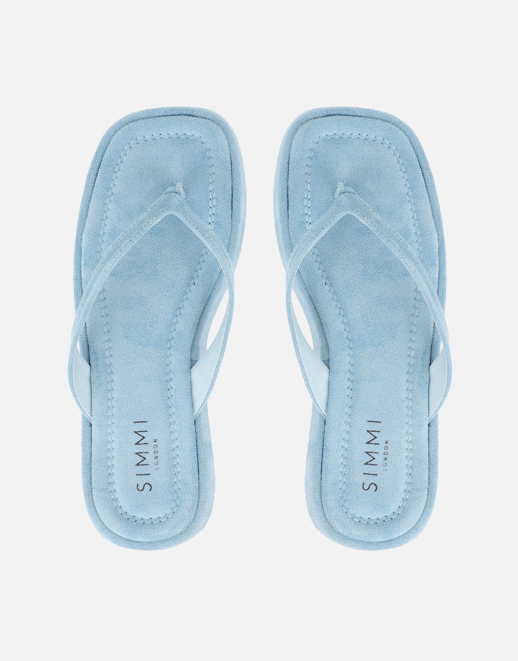 Kimmie Blue Suede Flatform Toe Post Sandals