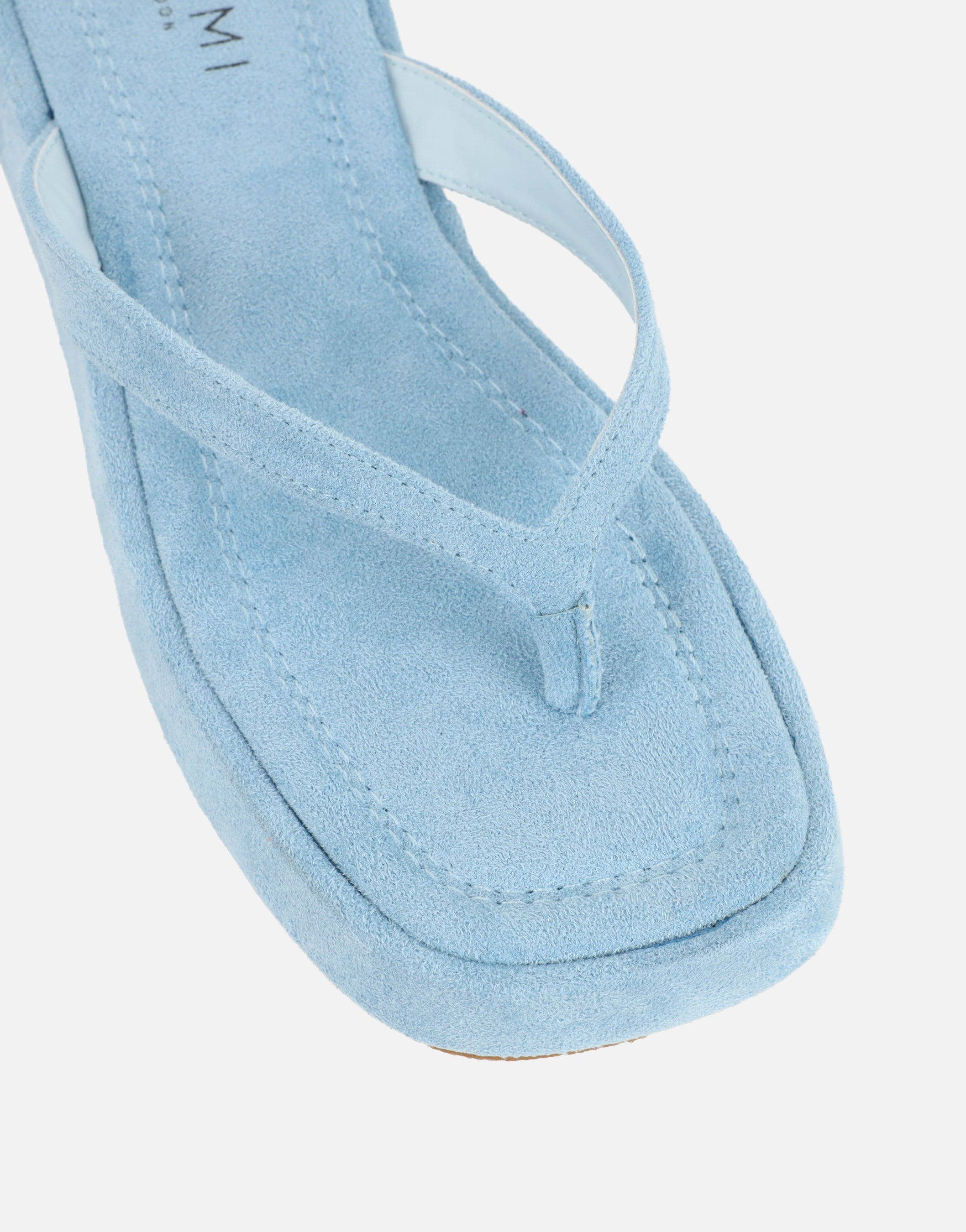 Kimmie Blue Suede Flatform Toe Post Sandals
