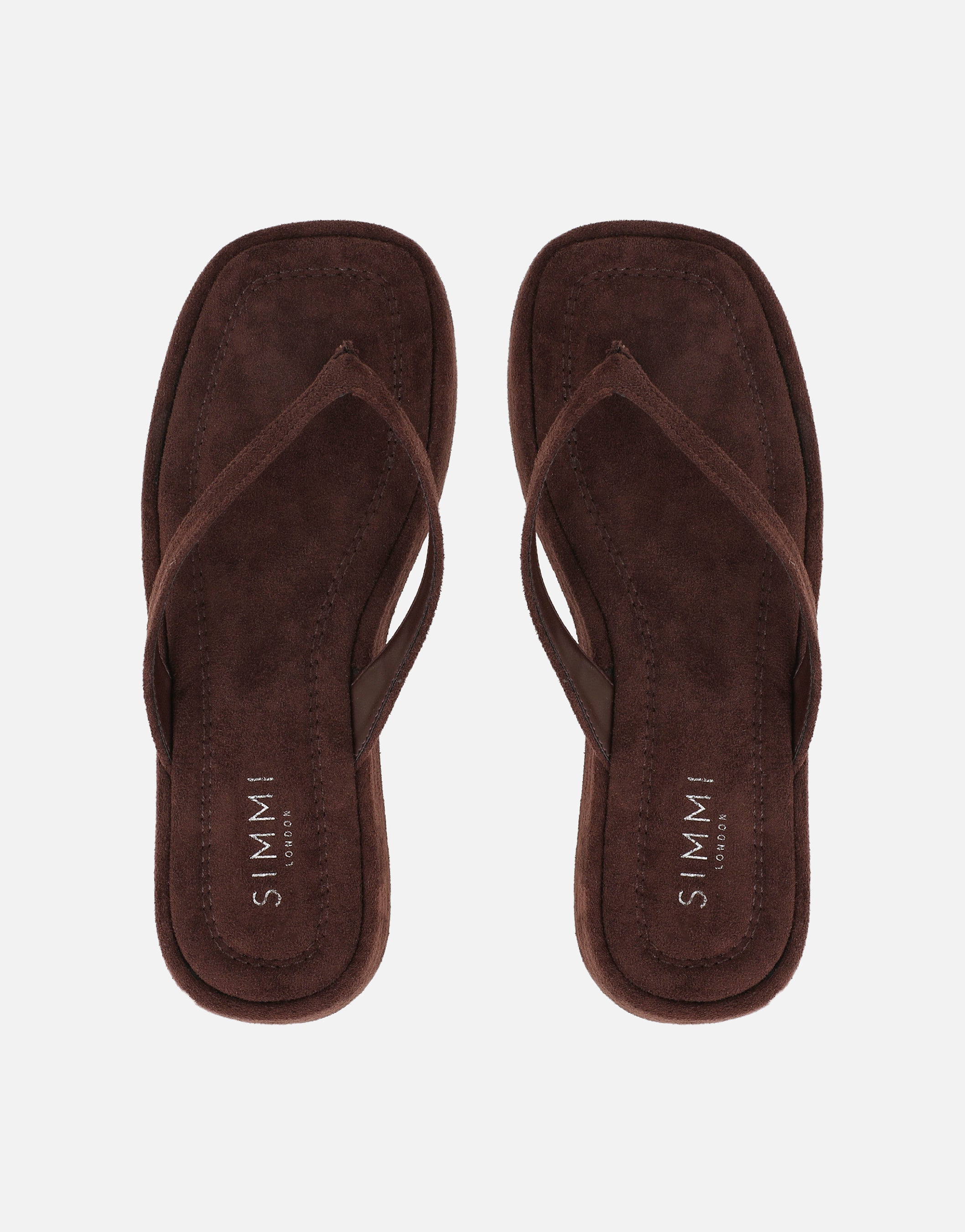 Kimmie Brown Suede Flatform Toe Post Sandals