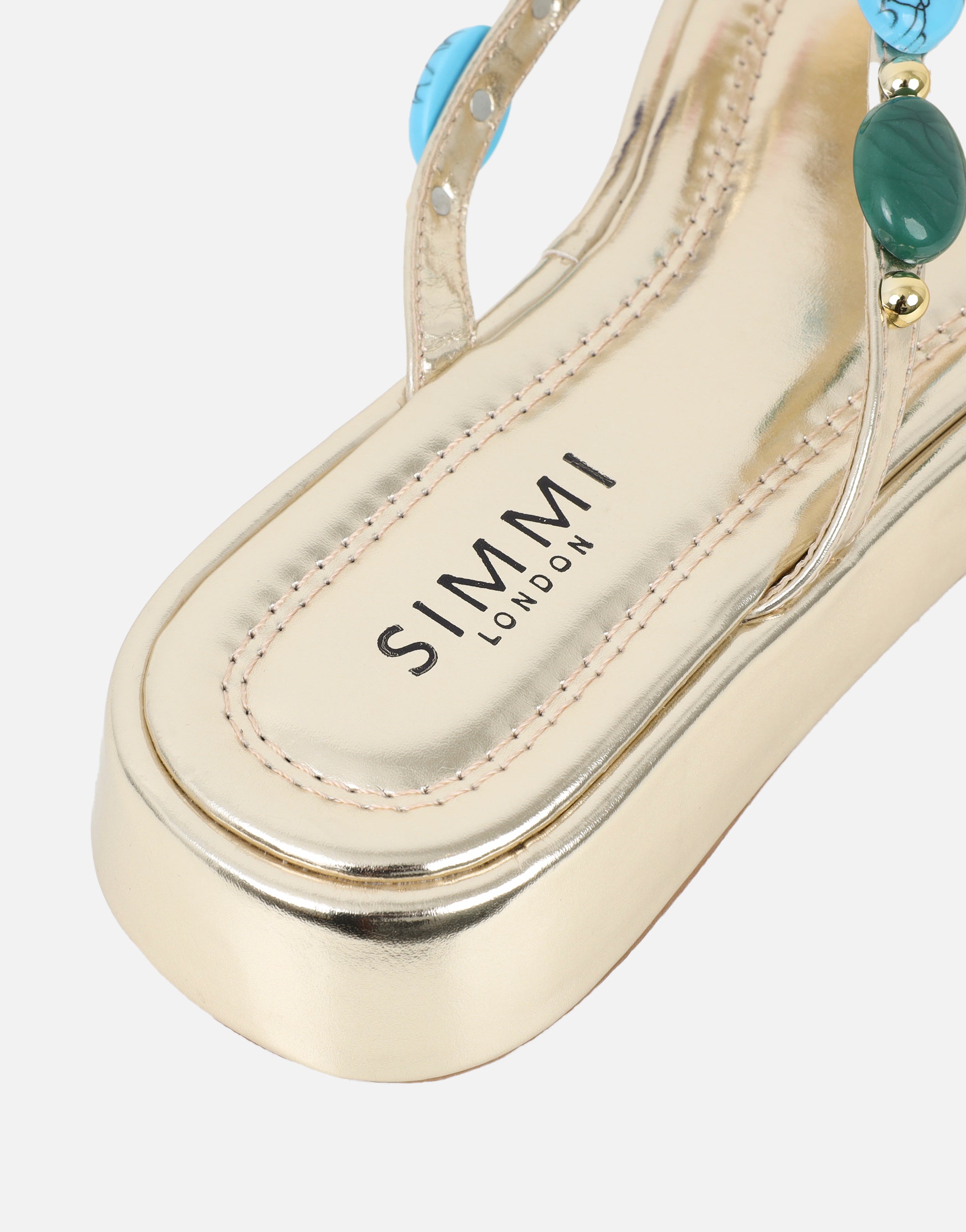 Daisy Gold Metallic Embellished Flatform Sandals