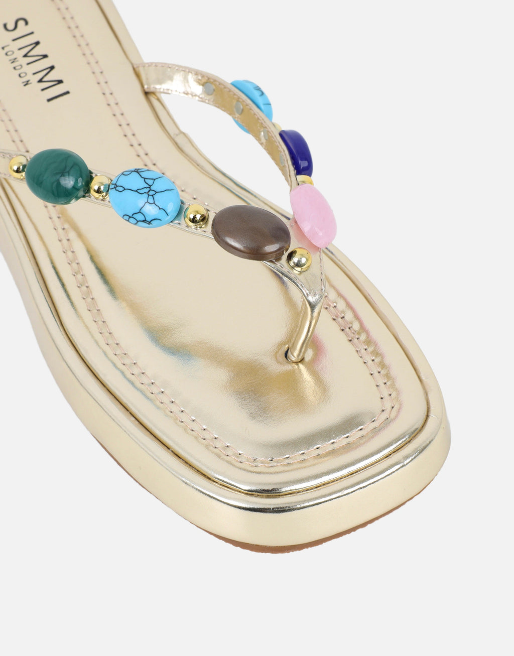 Daisy Gold Metallic Embellished Flatform Sandals