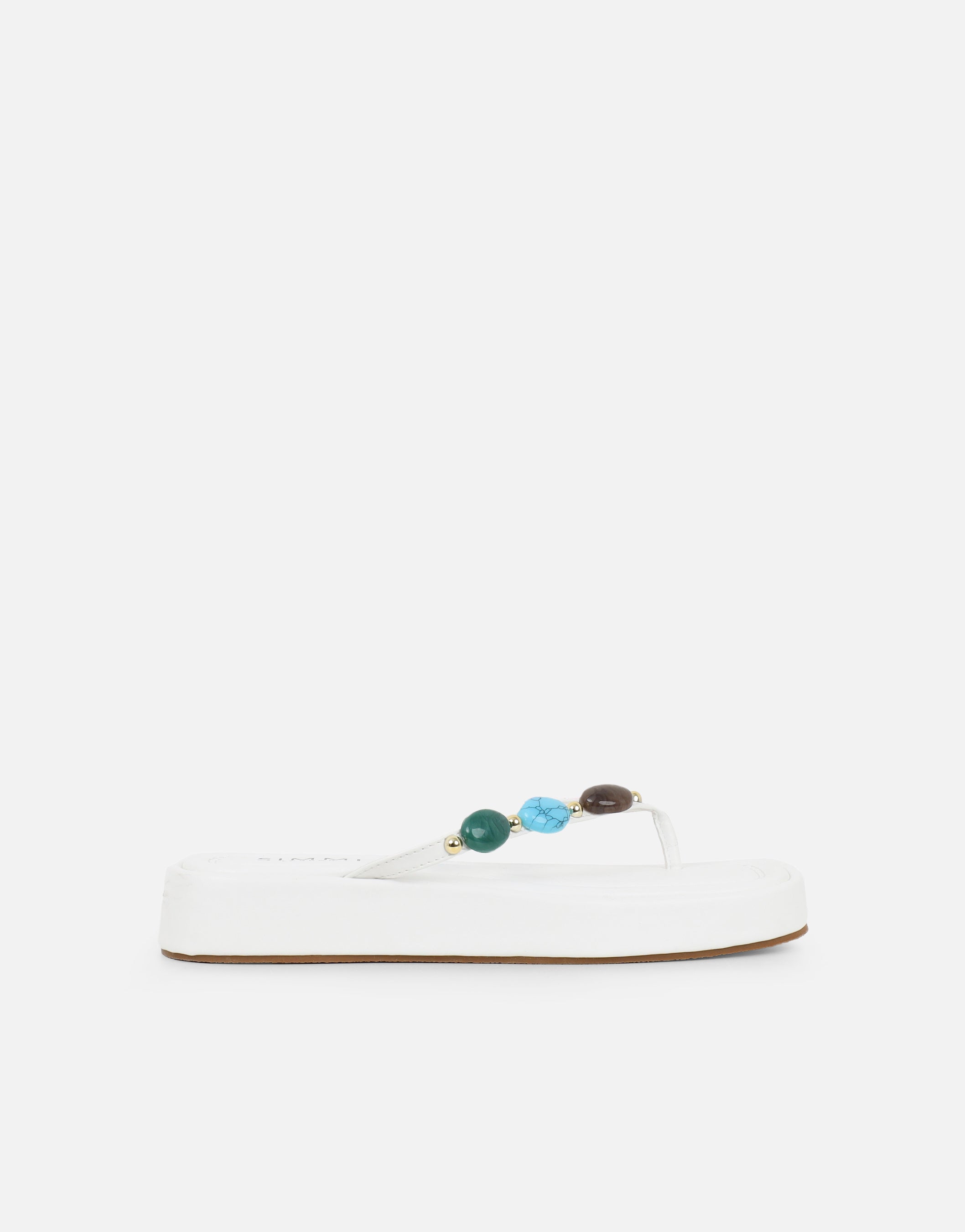 Daisy White Embellished Flatform Sandals