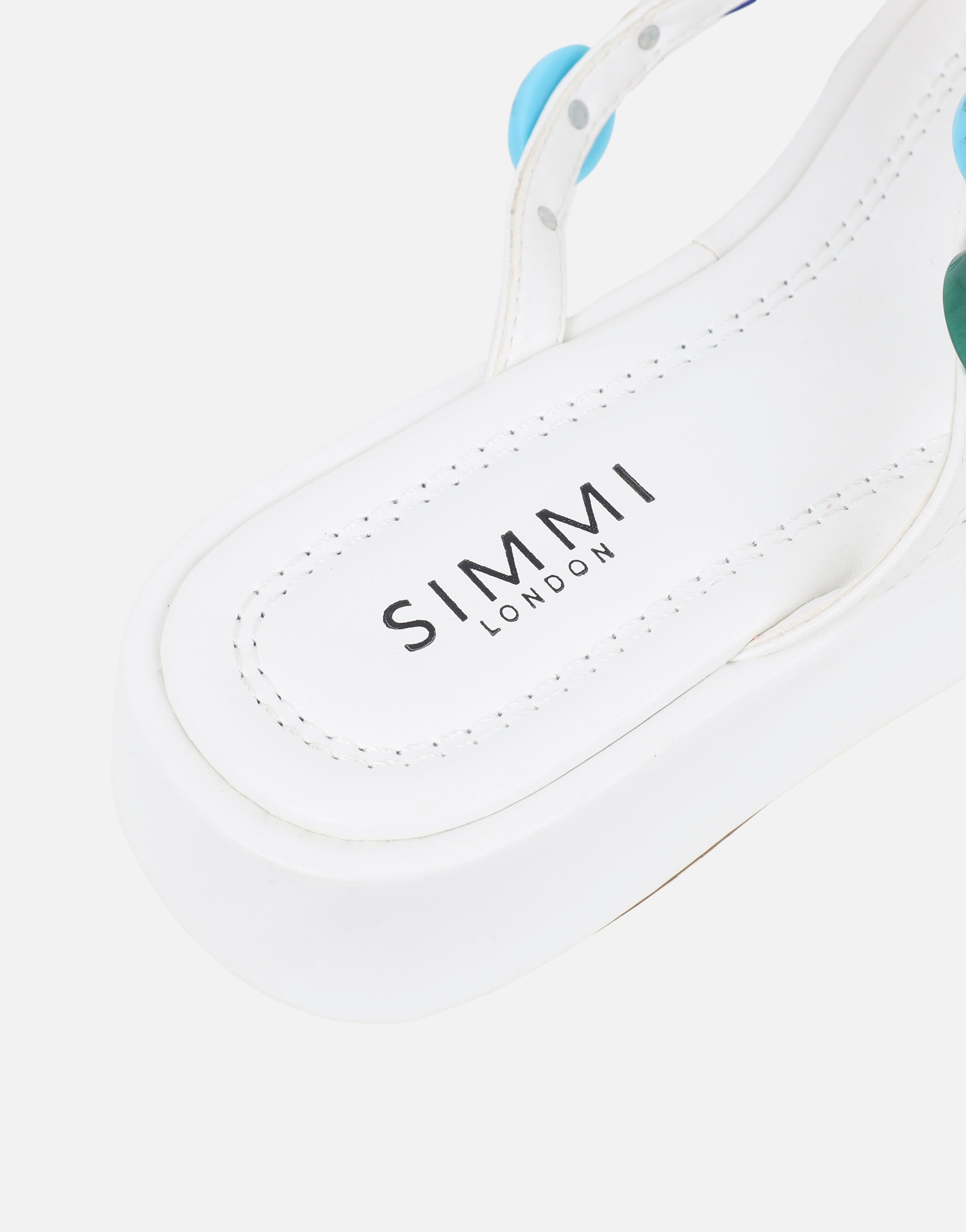 Daisy White Embellished Flatform Sandals