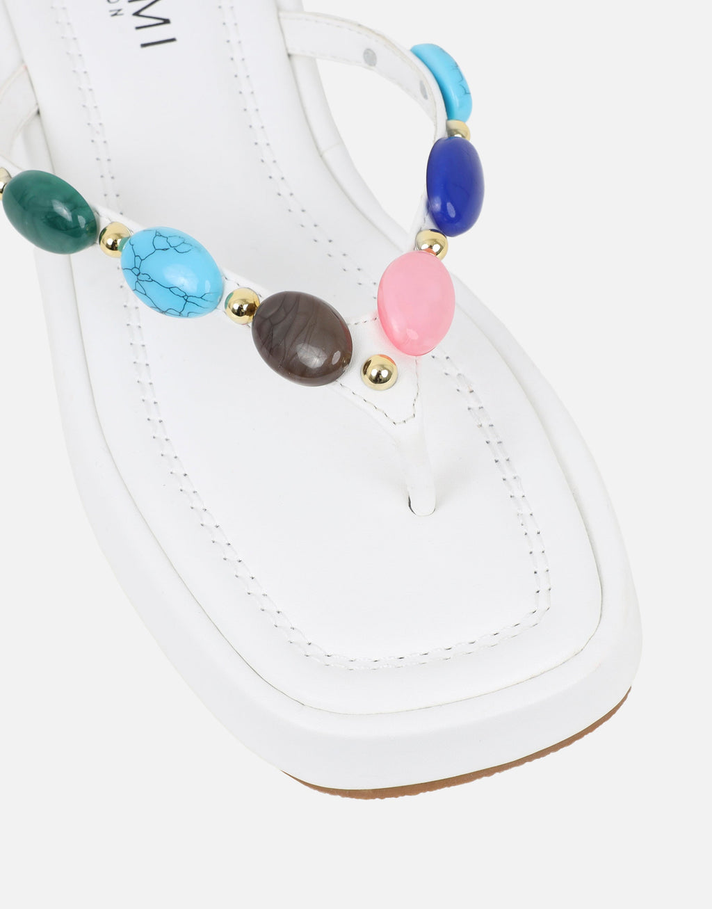 Daisy White Embellished Flatform Sandals