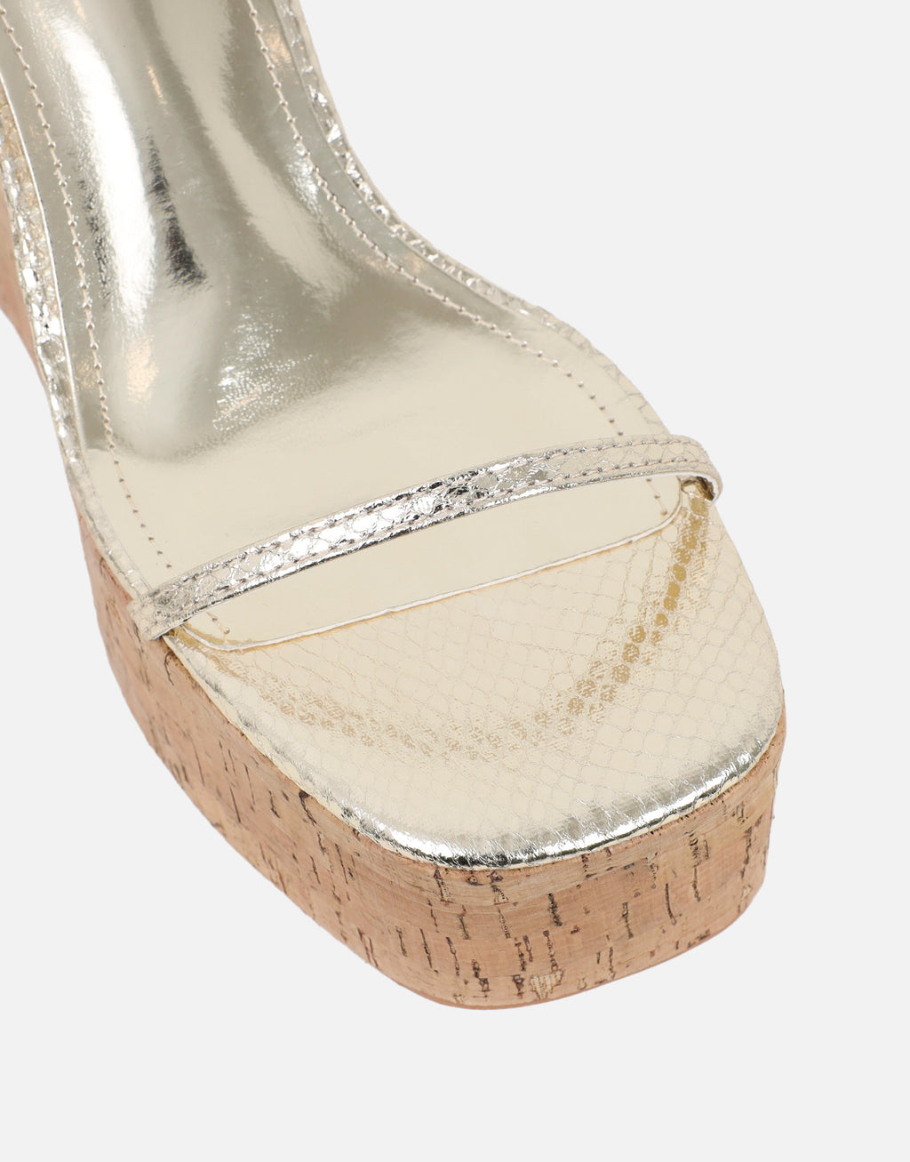 Kitty Gold Snake Wedge Heeled Sandals