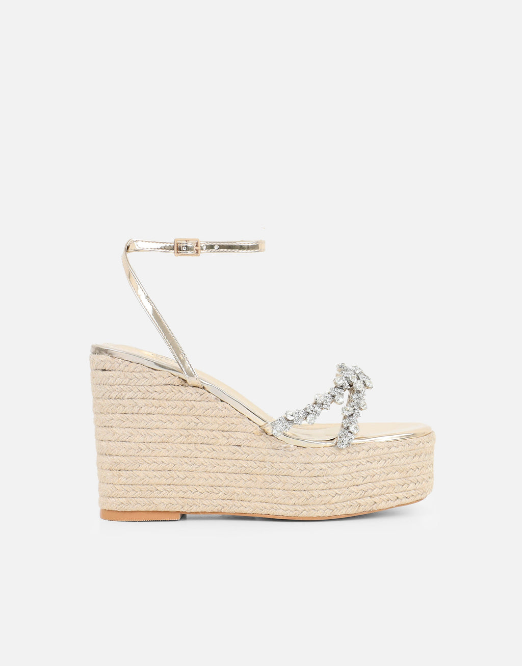 Kat Gold Mirror Diamante Wedge Sandals