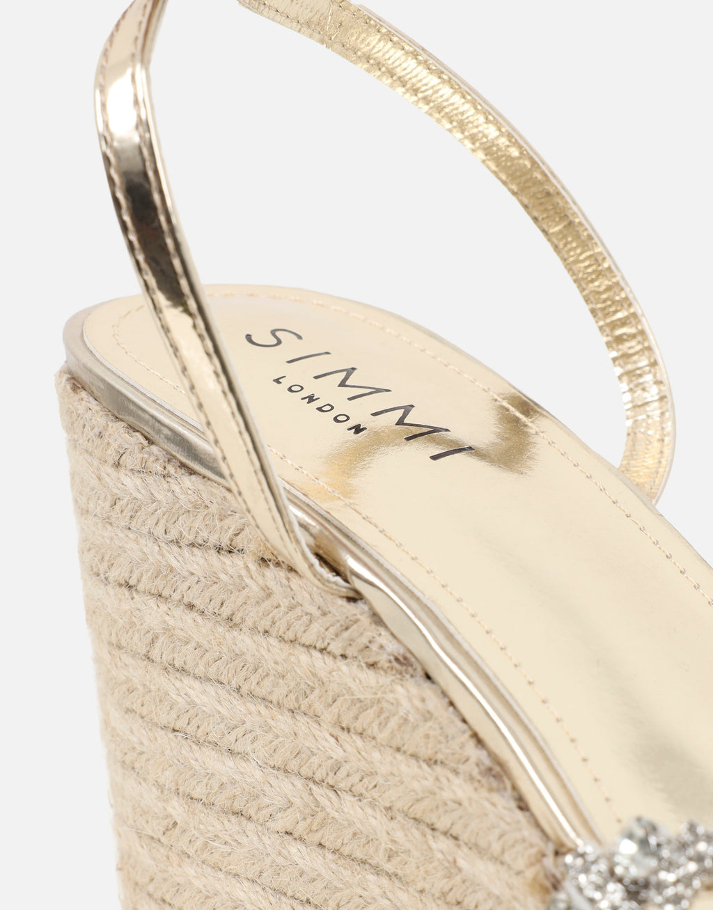 Kat Gold Mirror Diamante Wedge Sandals
