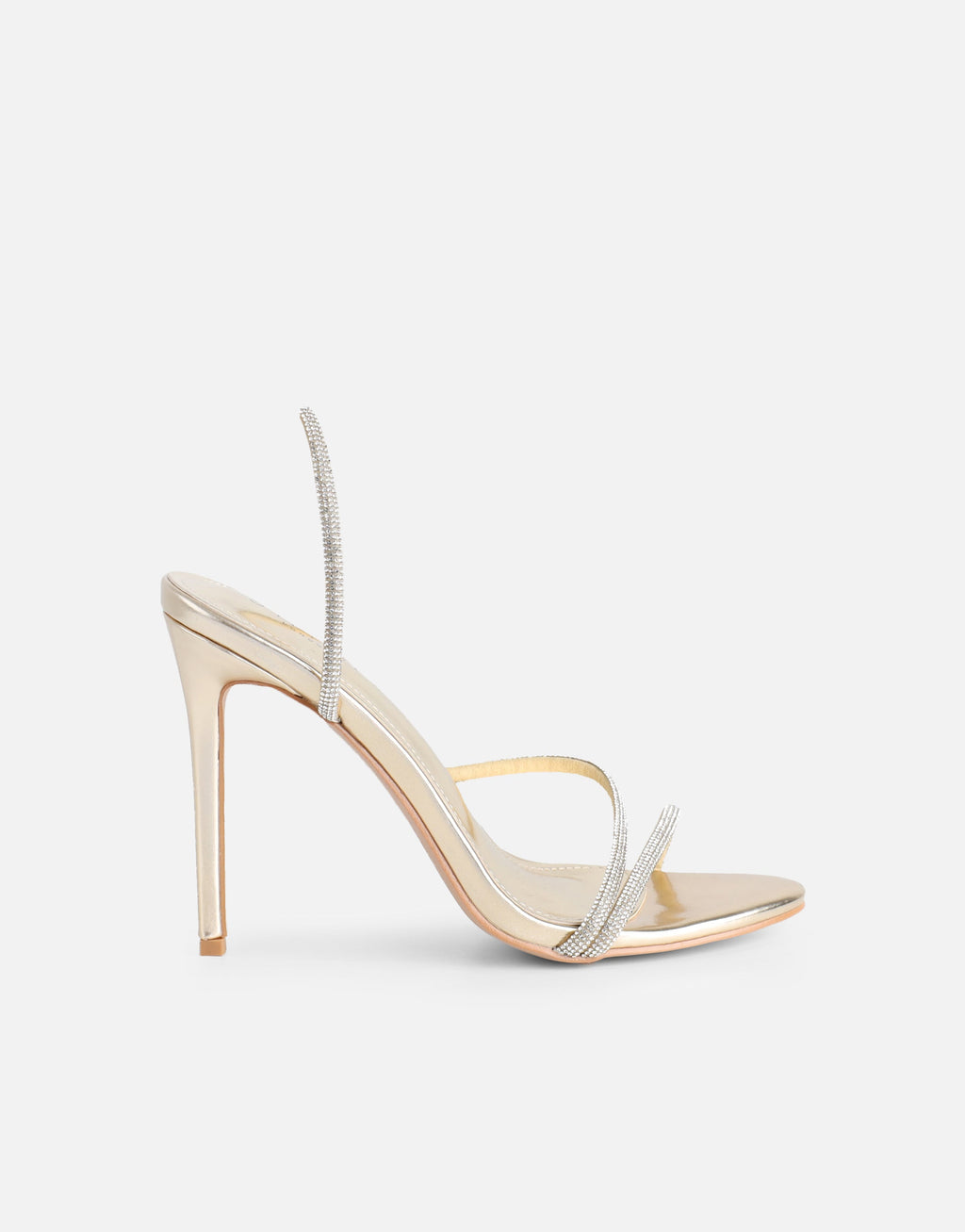 Kristin Gold Metallic Diamante Slingback Heels