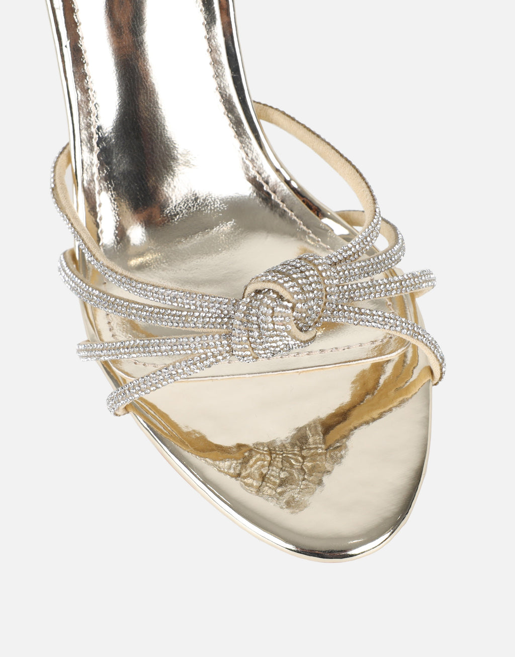 Kyla Gold Mirror Diamante Knot Mules